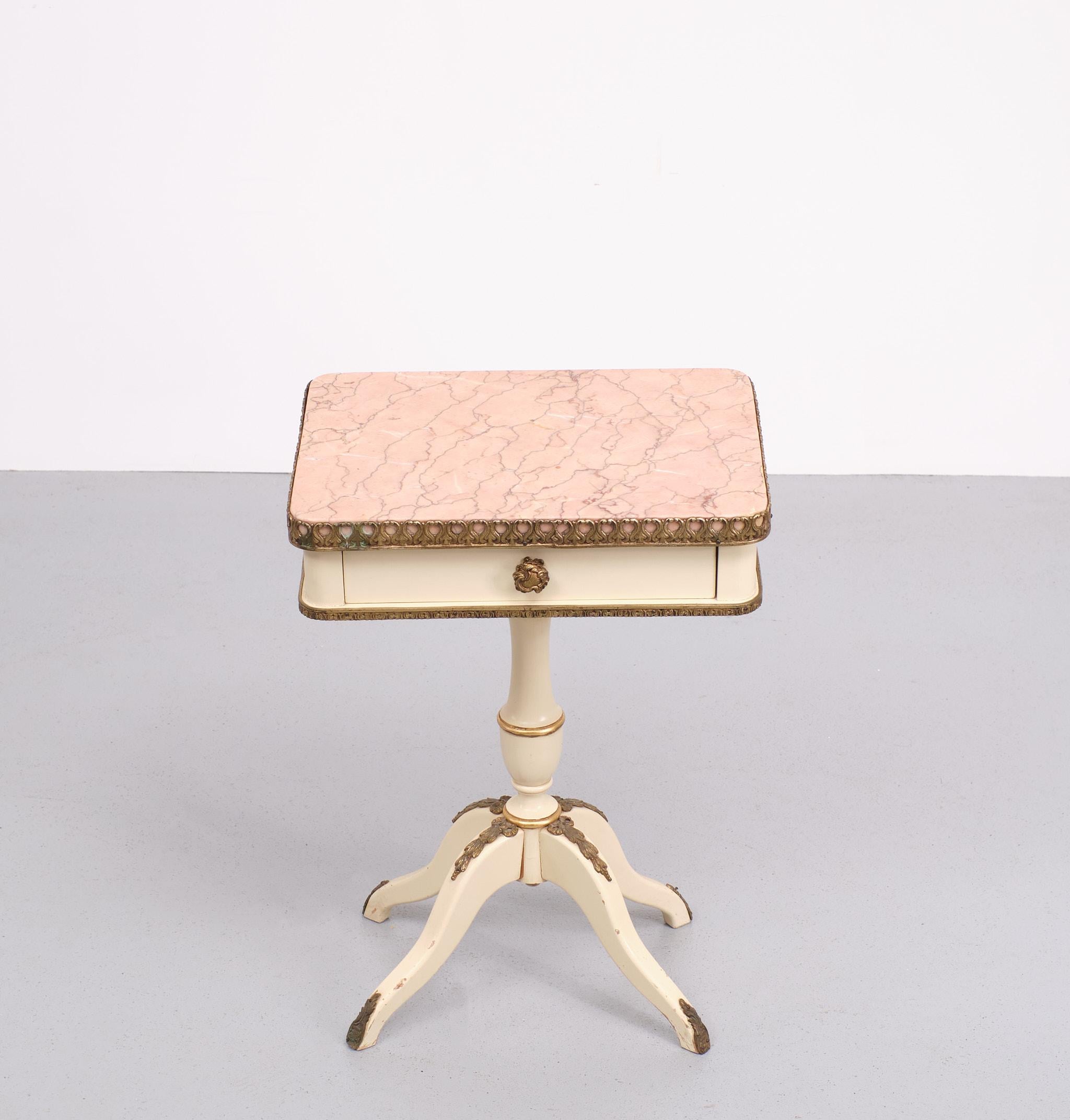 antique pink marble top table