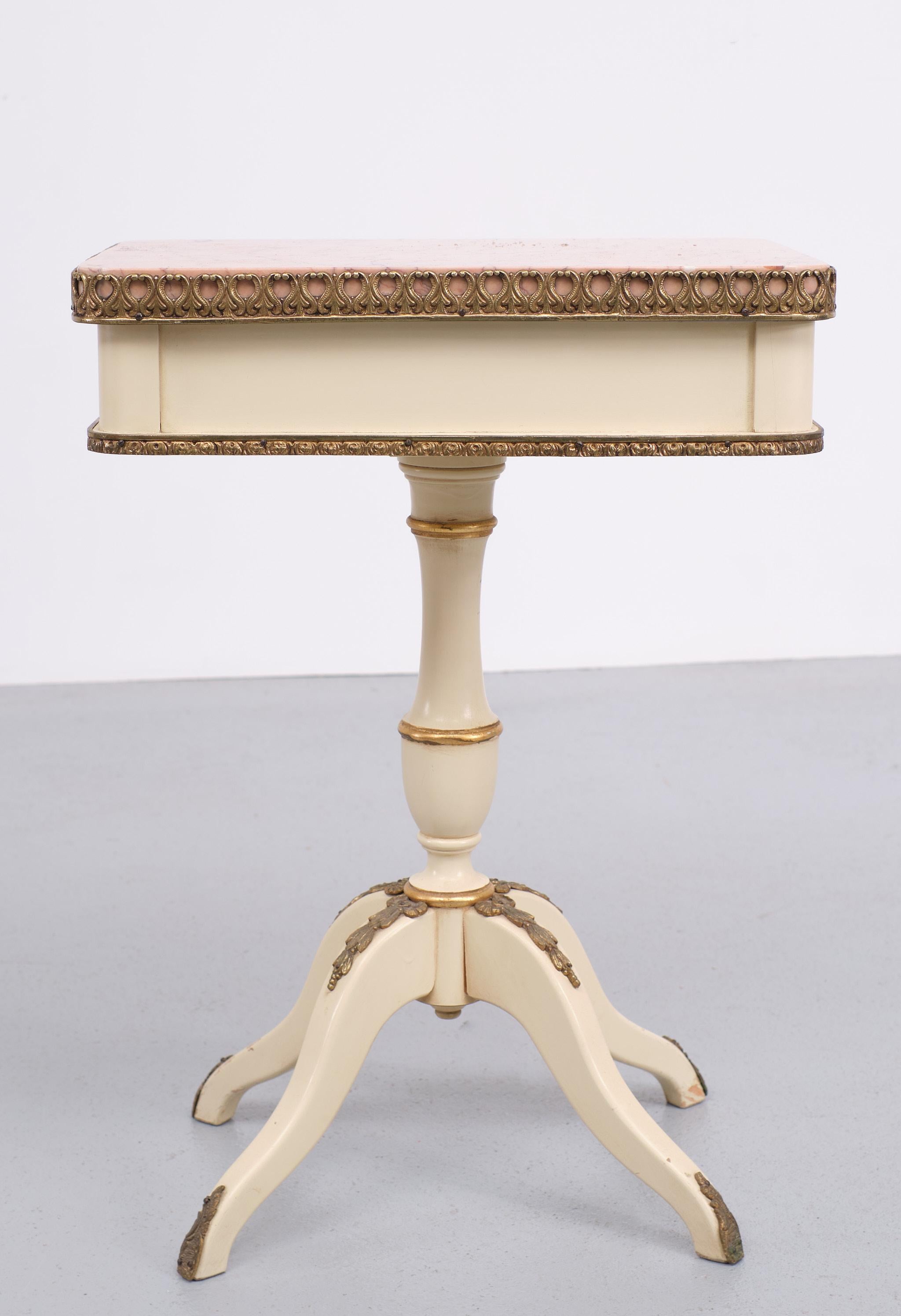 Louis XVI Style Side Table Pink Marble Top, 1950s 2