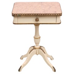 Louis XVI Style Side Table Pink Marble Top, 1950s