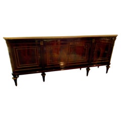Louis XVI Style sideboard, Mahogany with white marble top