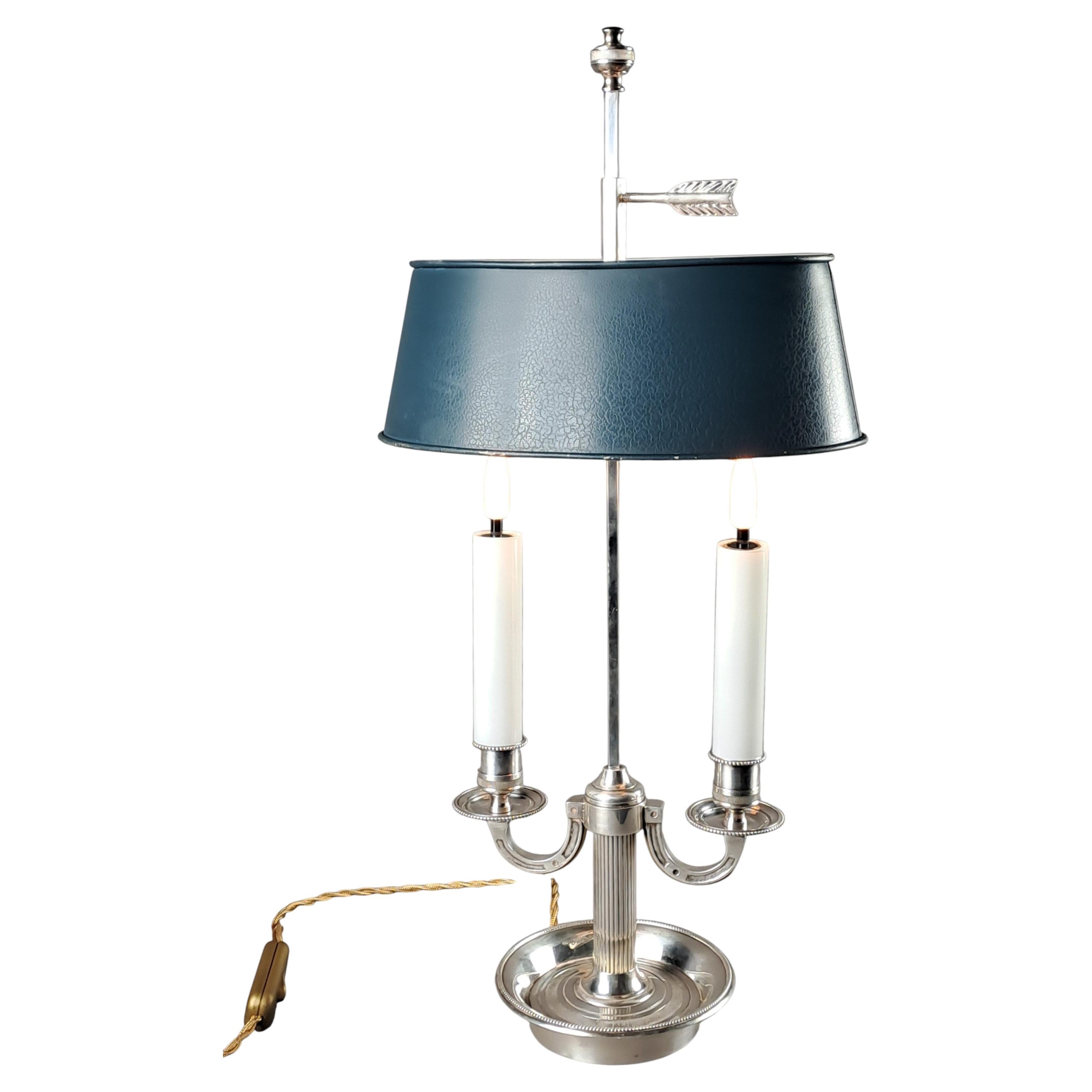 Louis XVI Style Silver-plated Bronze Bouillotte Lamp For Sale
