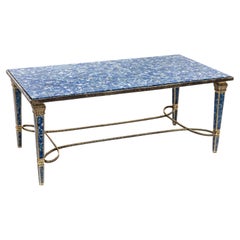 Louis XVI Style Silvered Bronze & Lapis Lazuli Coffee Table, Att. E.F Caldwell