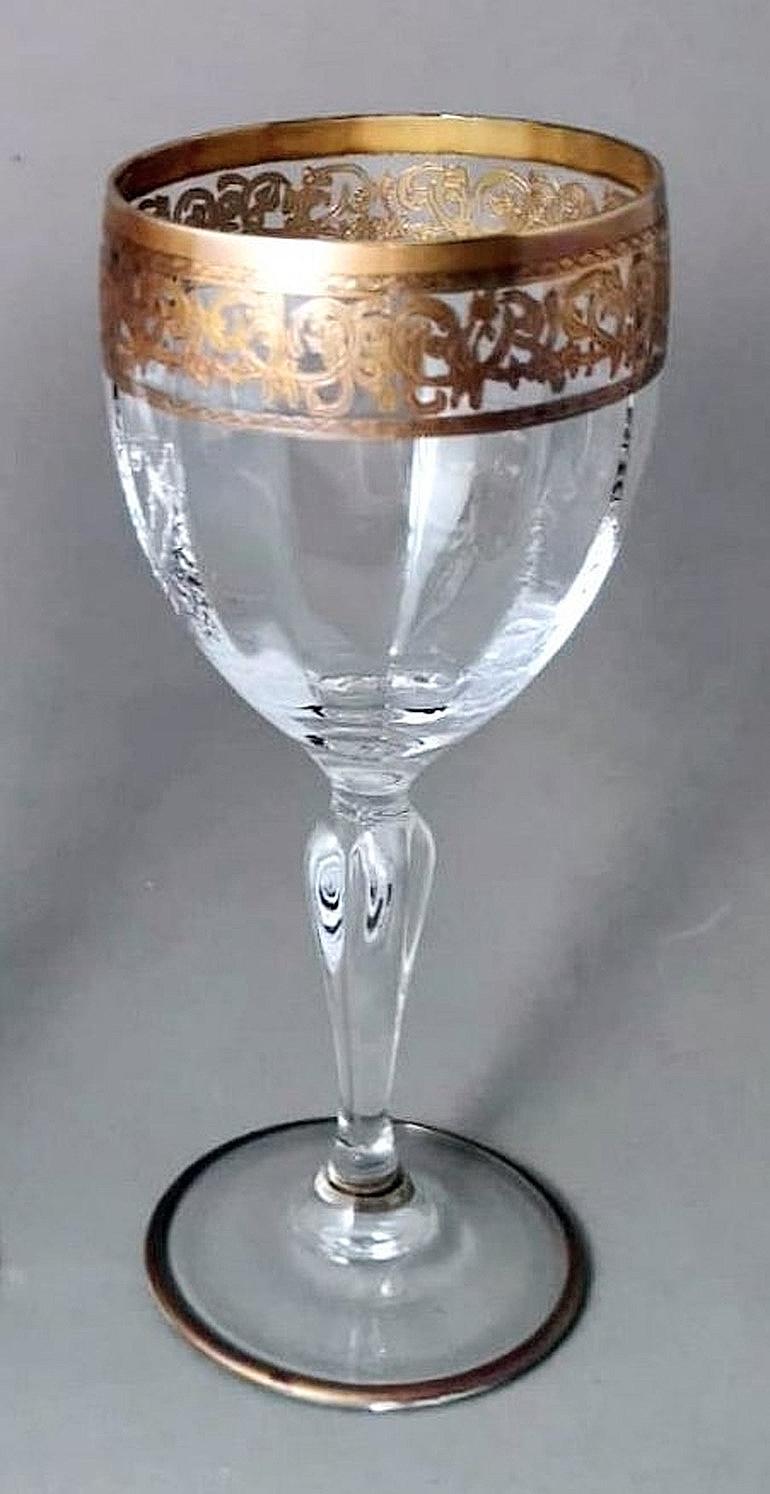 Sechs mundgeblasene italienische Wasserkelche im Louis-XVI-Stil mit goldenem Rand im Angebot 5
