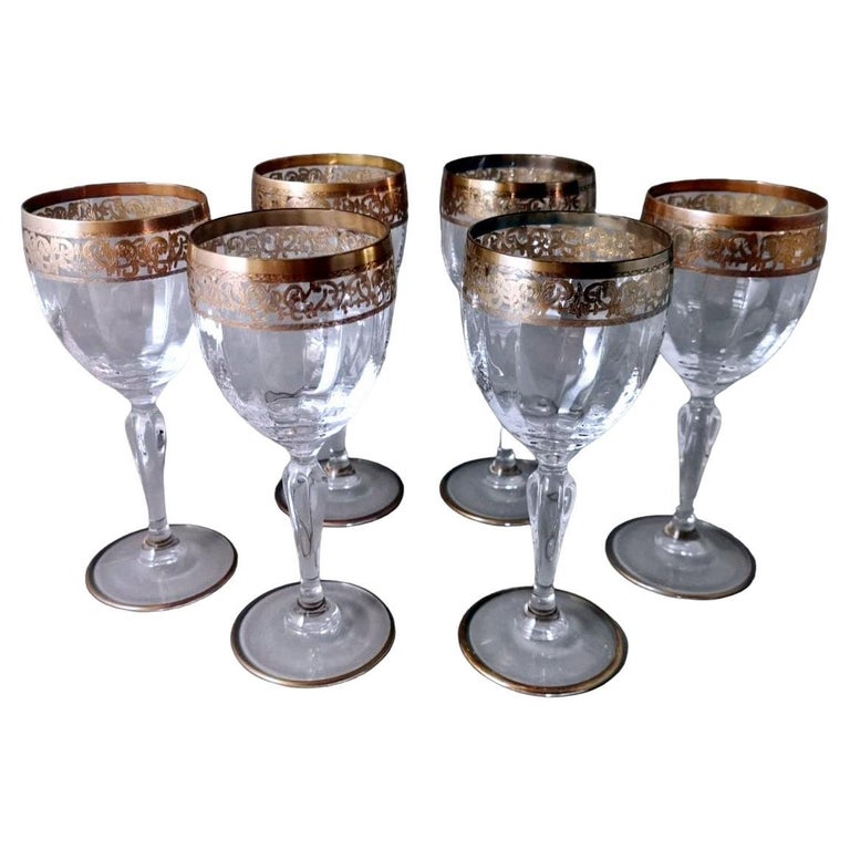 Sold at Auction: 11 Vintage Etched Stemmed Water Glasses
