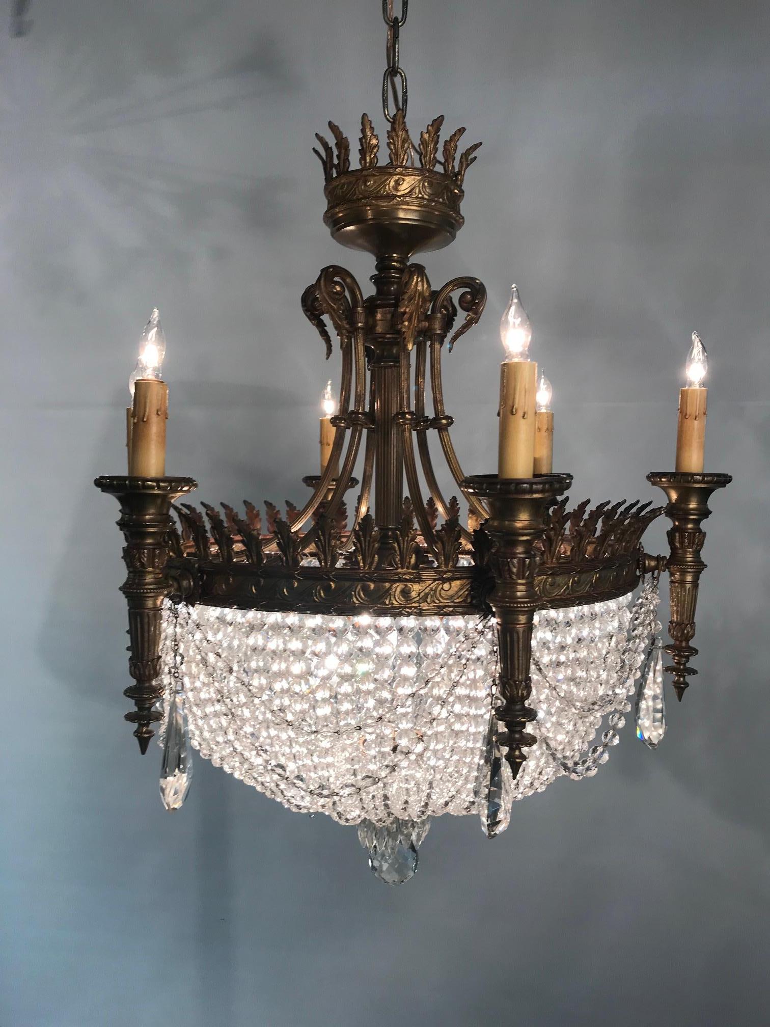 Louis XVI Style Six-Light Basket Chandelier For Sale 4