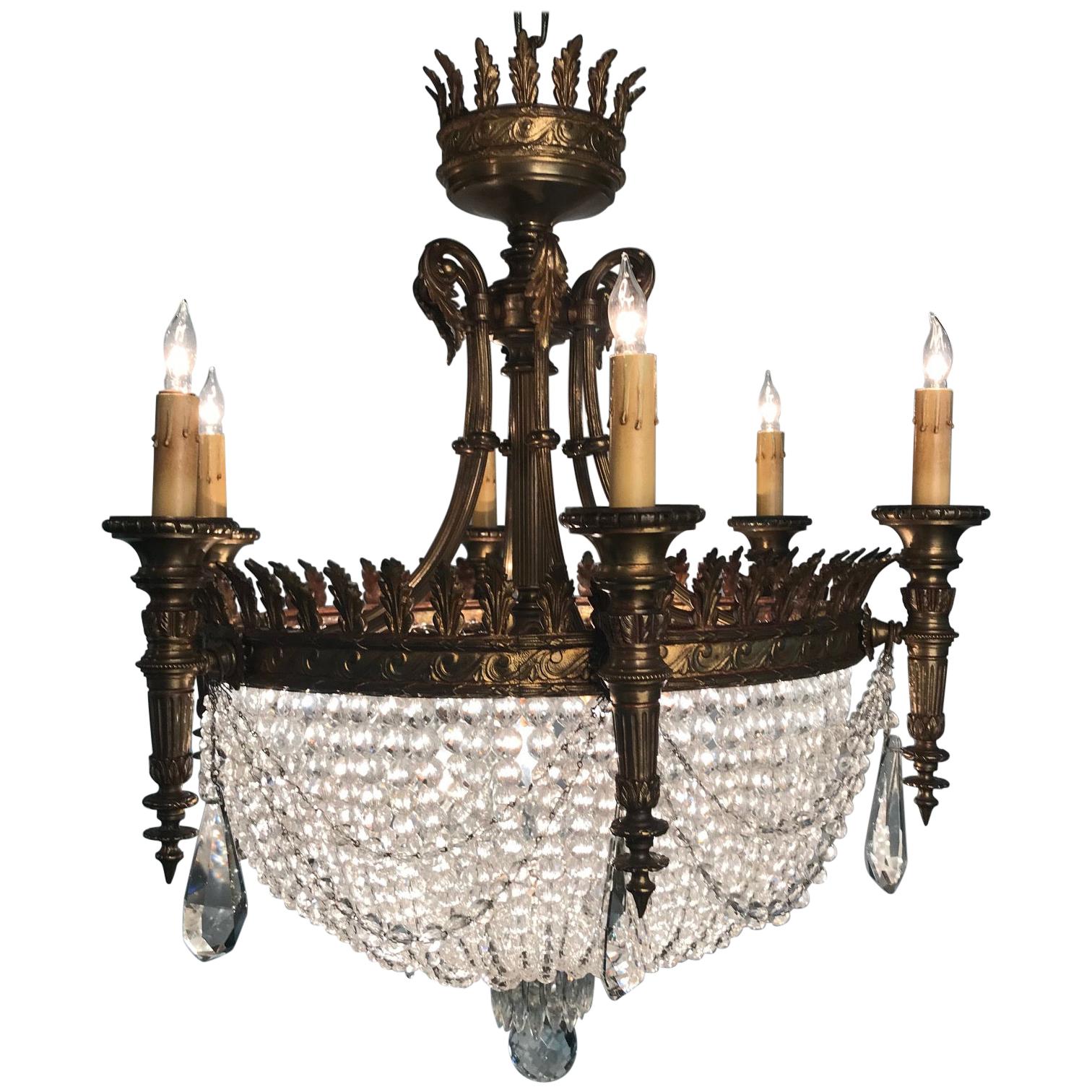 Louis XVI Style Six-Light Basket Chandelier For Sale