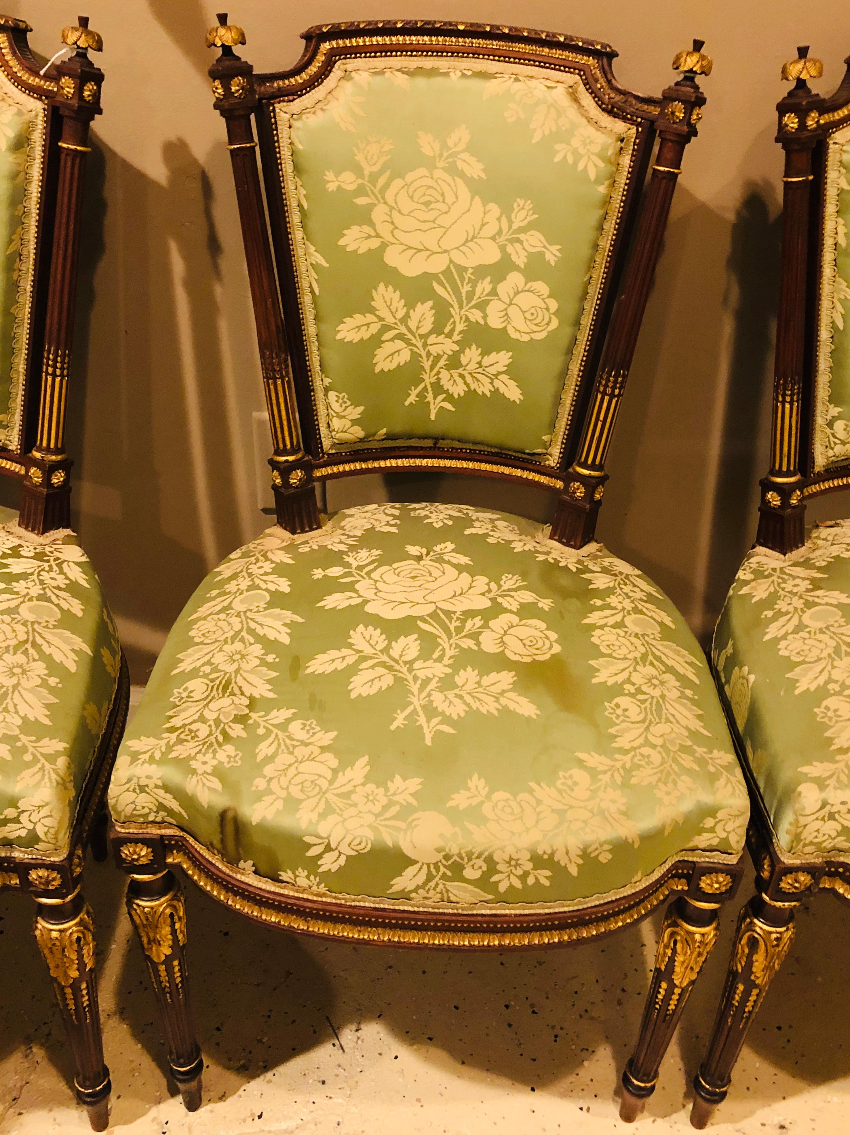 Louis XVI Style Six-Piece Parlor Suite Pair of Arm and Four Side Chairs 7