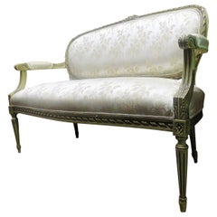 Antique French Louis XVI Style Painted Settee Sofa Canape C1920