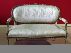 Antique French Louis XVI Style Painted Settee Sofa Canape C1920