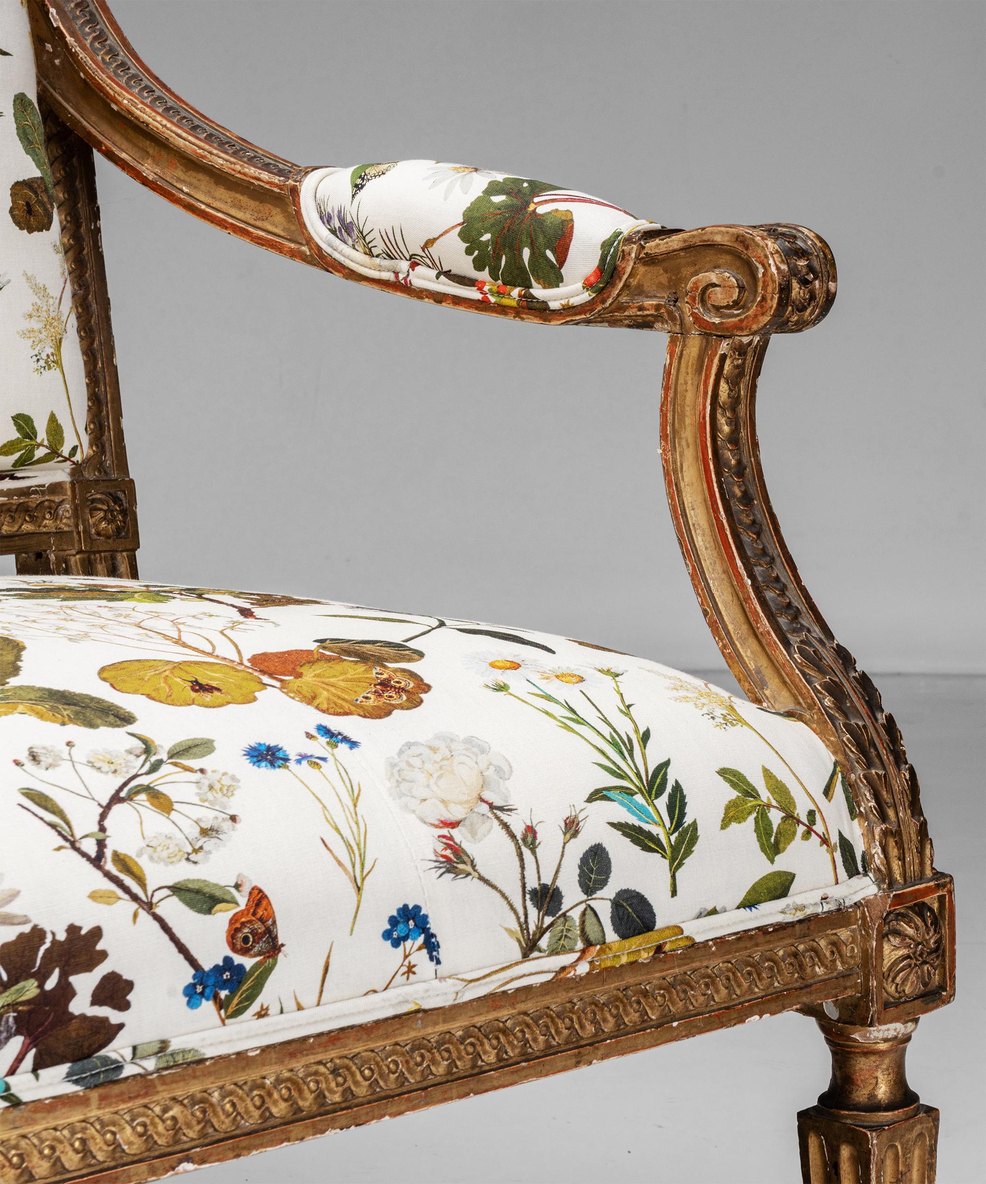 Late 19th Century Louis XVI Style Sofa in Cotton Linen from House of Hackney, France circa 1880
