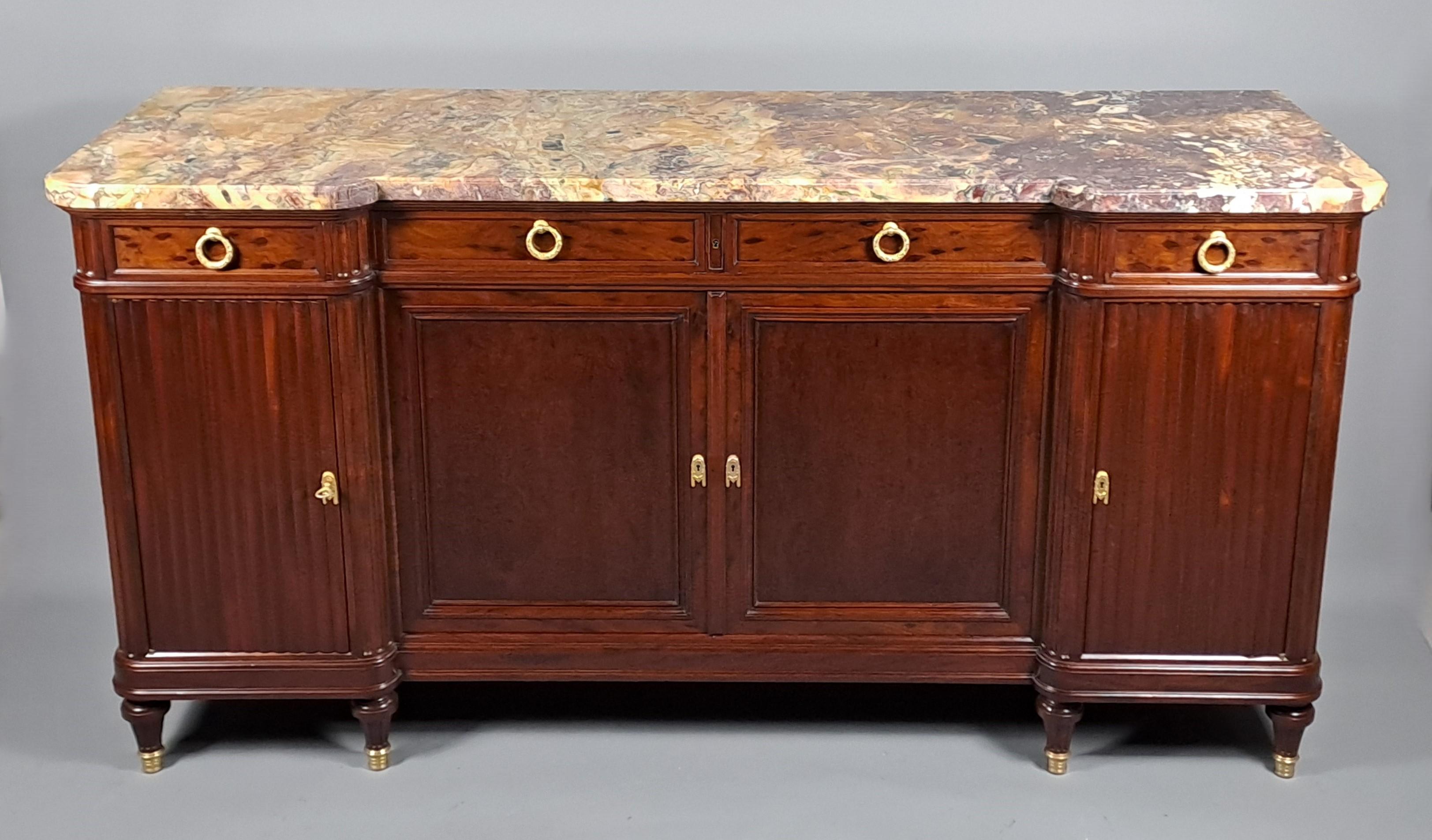 Credenza in mogano massiccio in stile Luigi XVI con timbro Haentges a Parigi In condizioni buone in vendita a BARSAC, FR