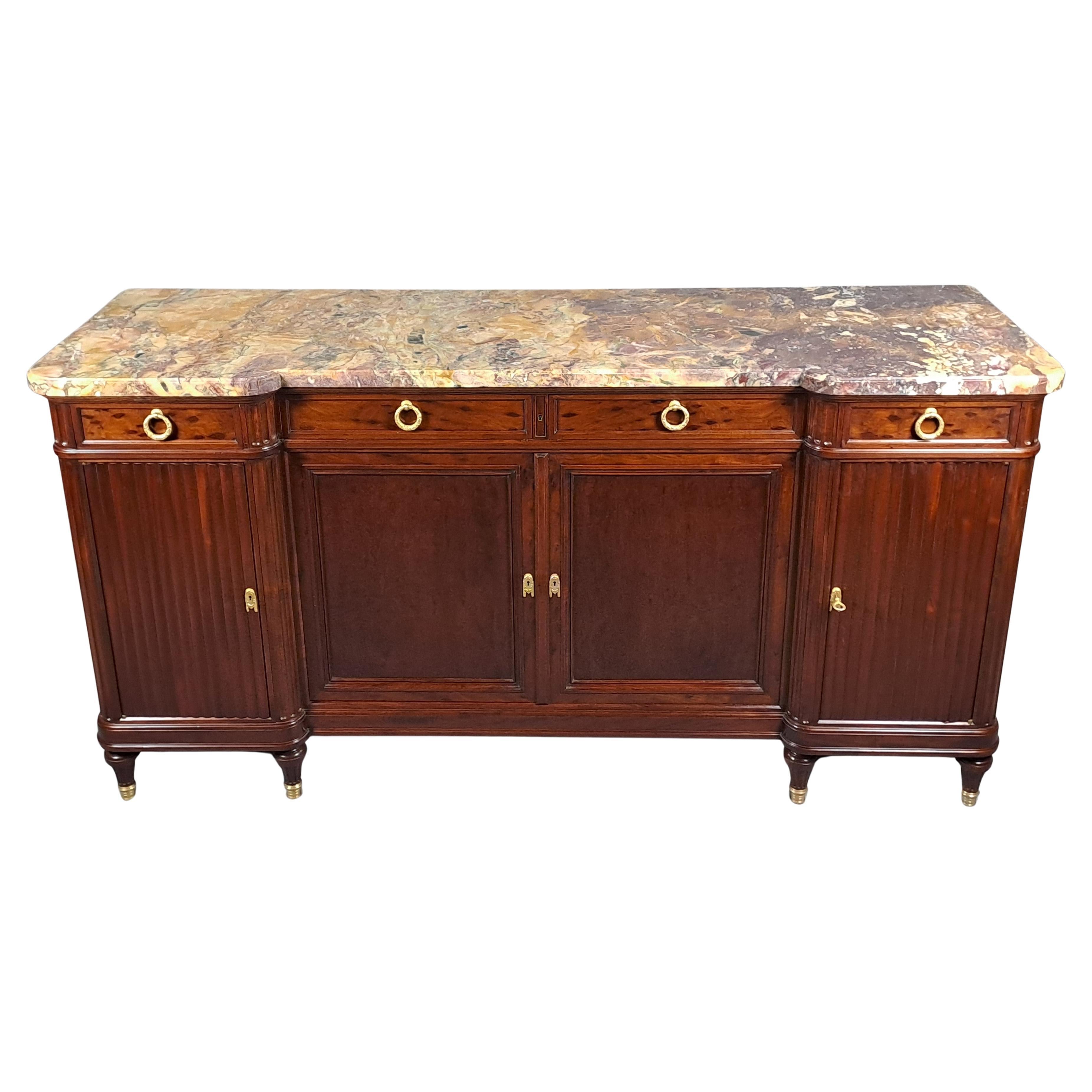 Credenza in mogano massiccio in stile Luigi XVI con timbro Haentges a Parigi in vendita
