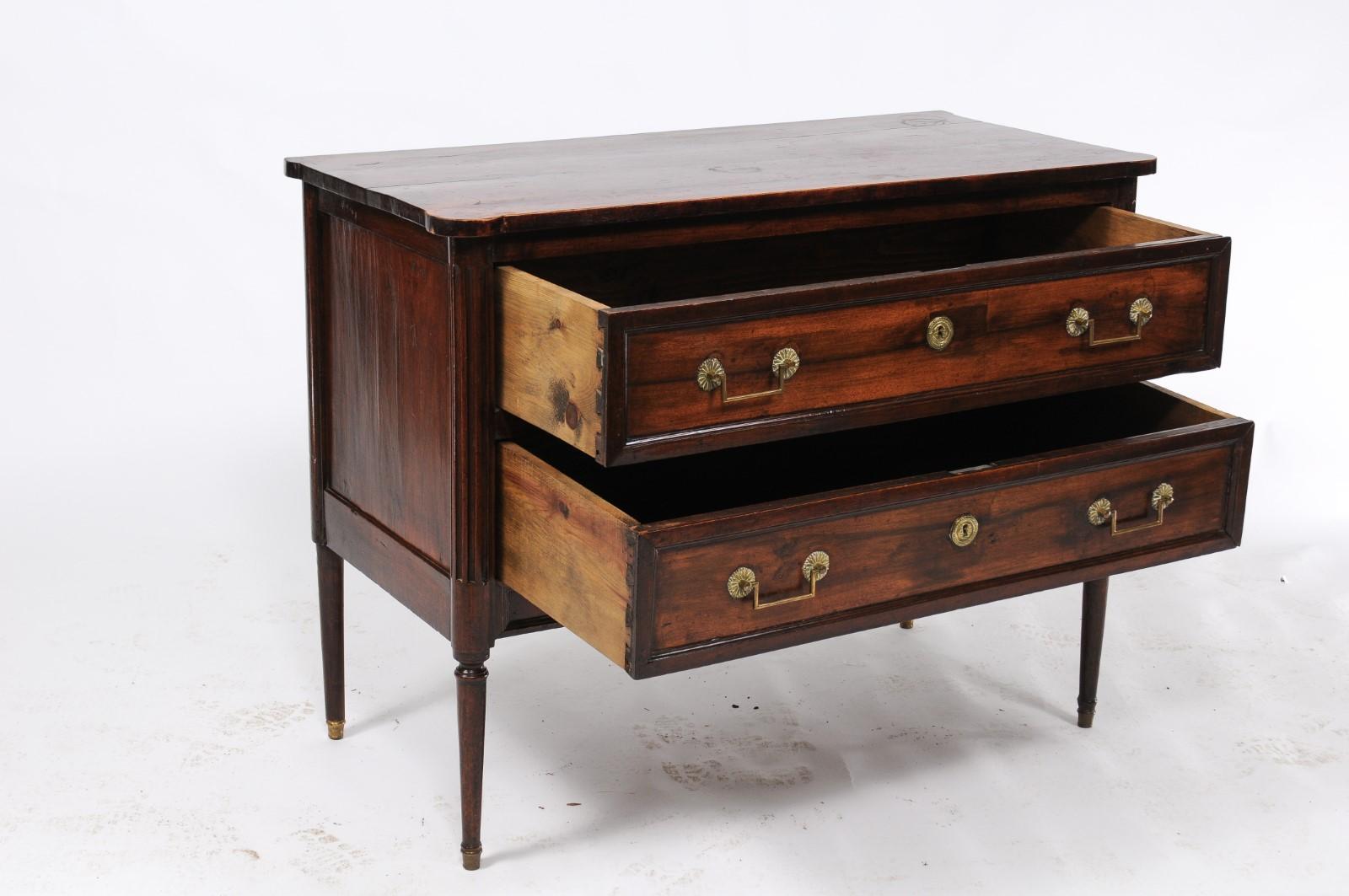 Louis XVI Style Southwestern French Late 19th Century Walnut Two-Drawer Commode 4