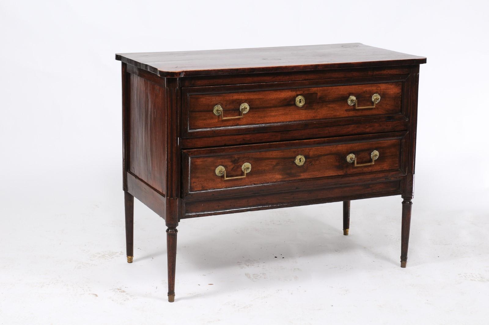 Louis XVI Style Southwestern French Late 19th Century Walnut Two-Drawer Commode 5