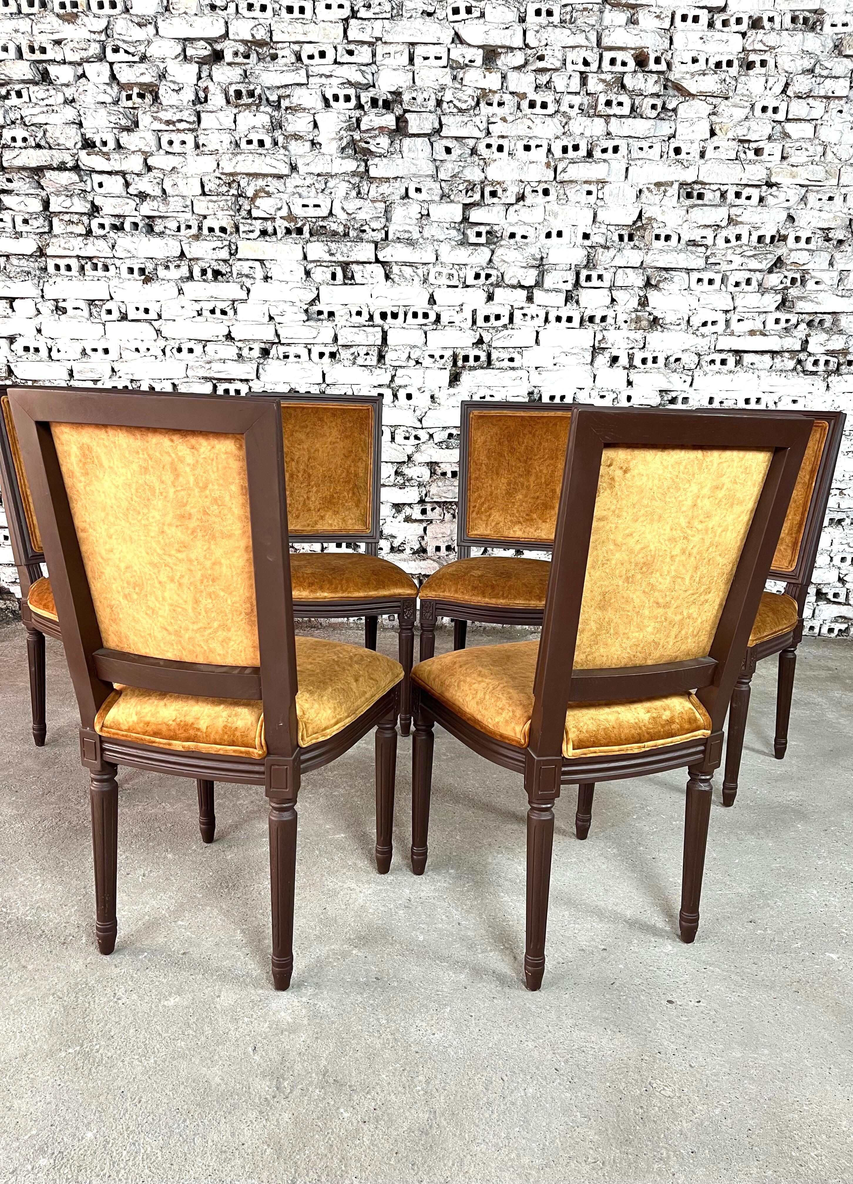 20ième siècle Louis XVI Style Square Back Dining Chairs – Set of 6 en vente