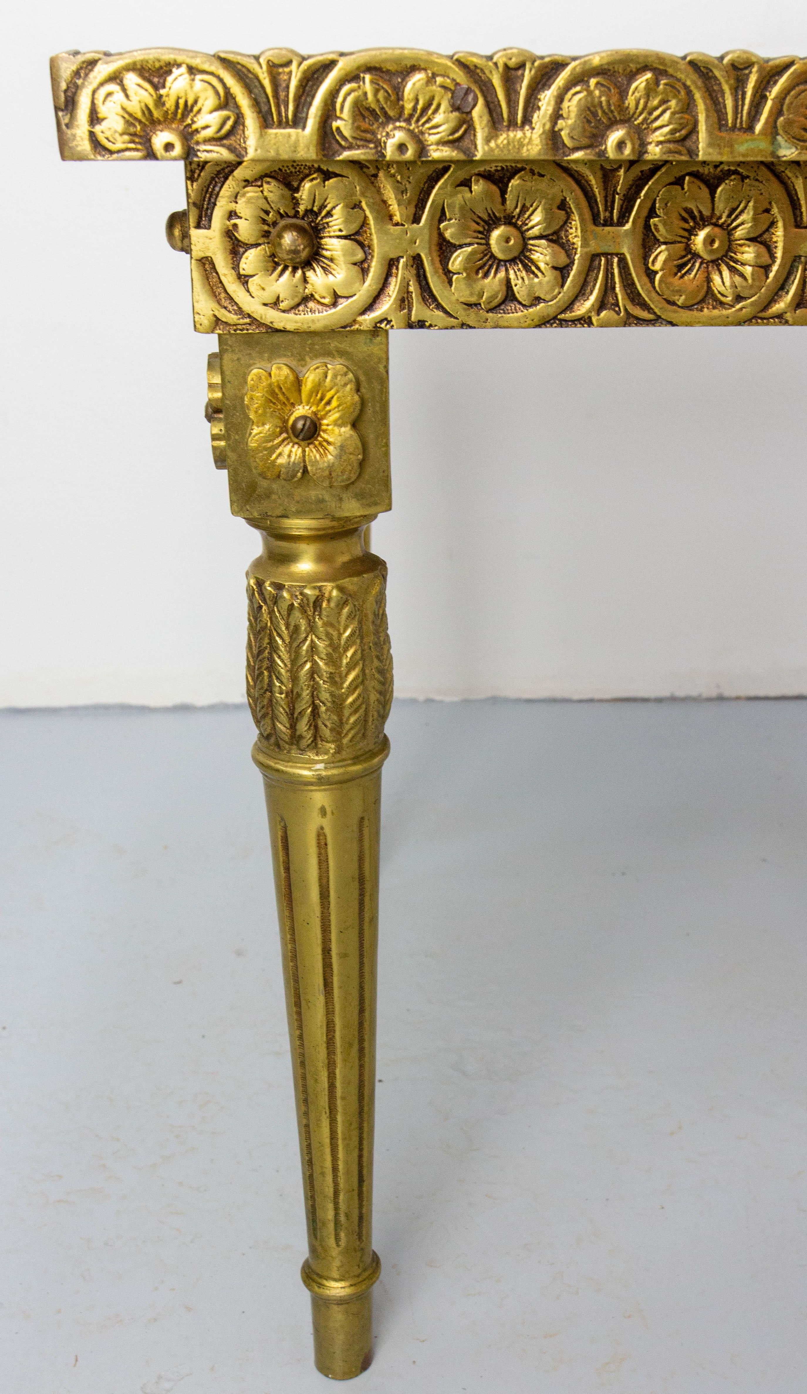 Louis XVI Style Square Side Low Table Brass Marble French, circa 1960 For Sale 6