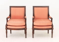 Louis XVI Style Stained Mahogany Armchairs, Pair