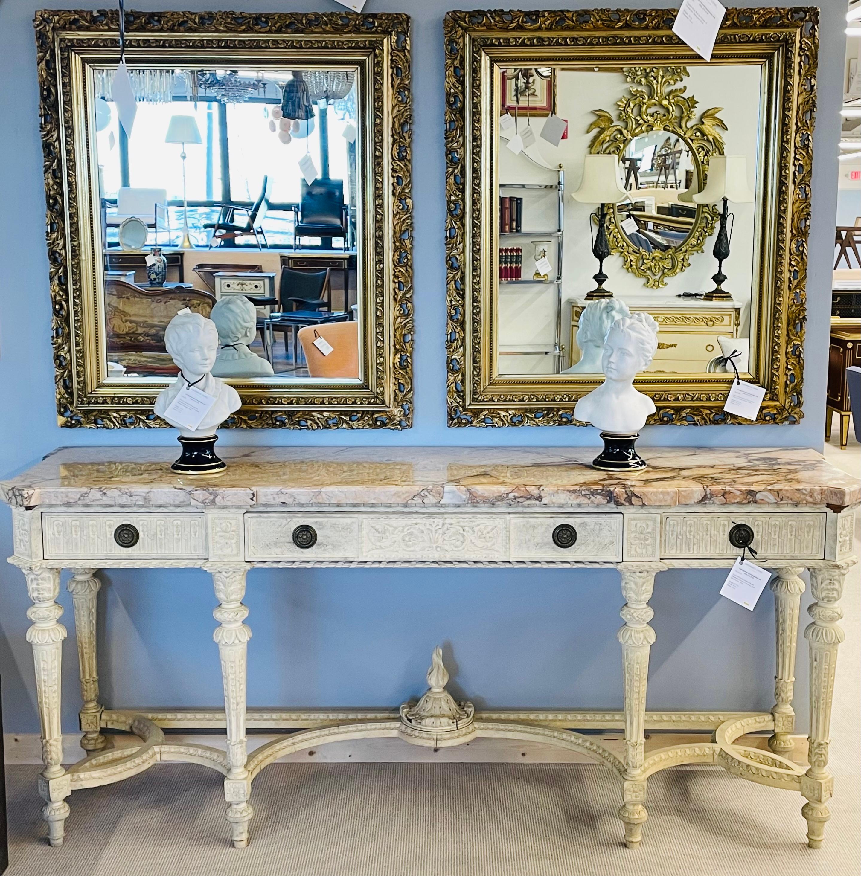 Louis XVI Style Swedish Painted Sideboard, Console or Serving Table Style Jansen 10