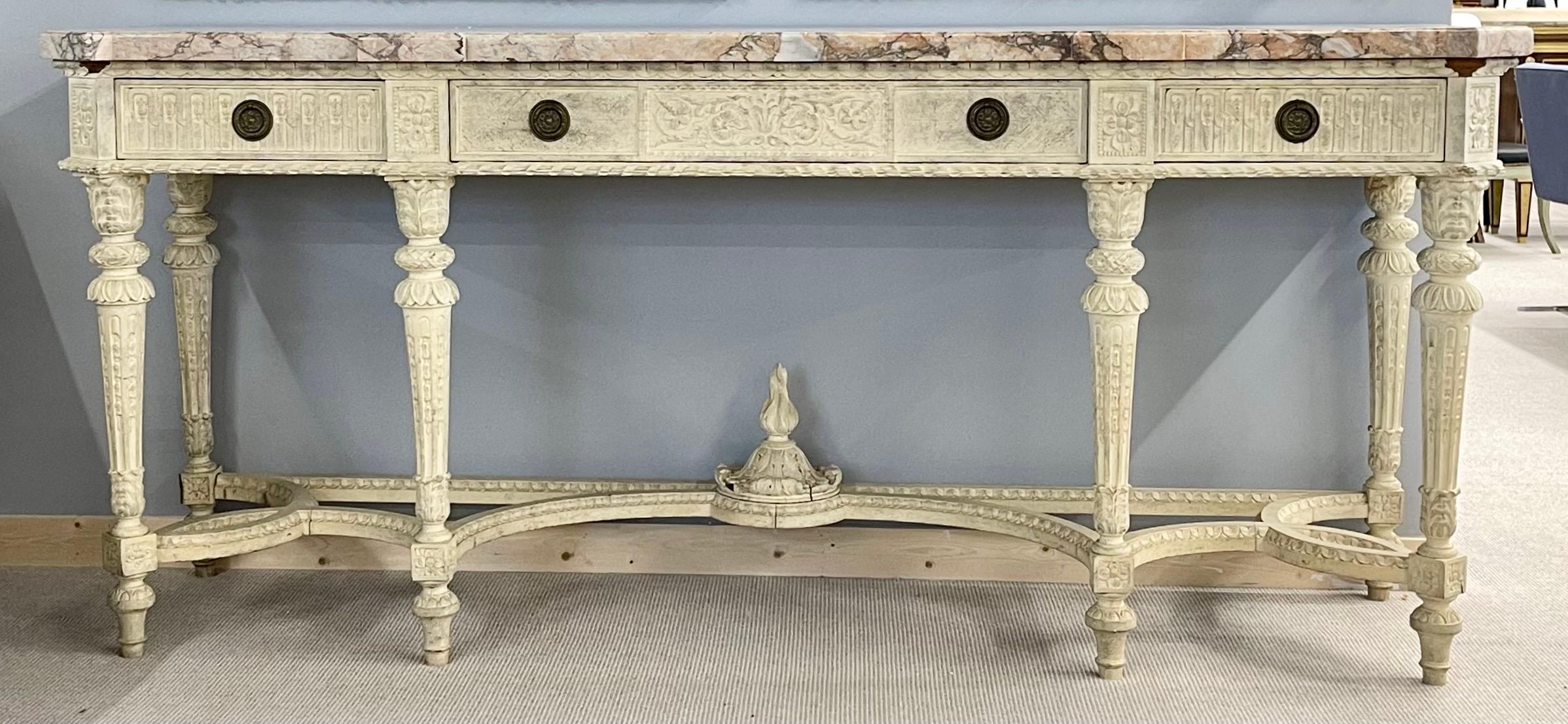 French Louis XVI Style Swedish Painted Sideboard, Console or Serving Table Style Jansen