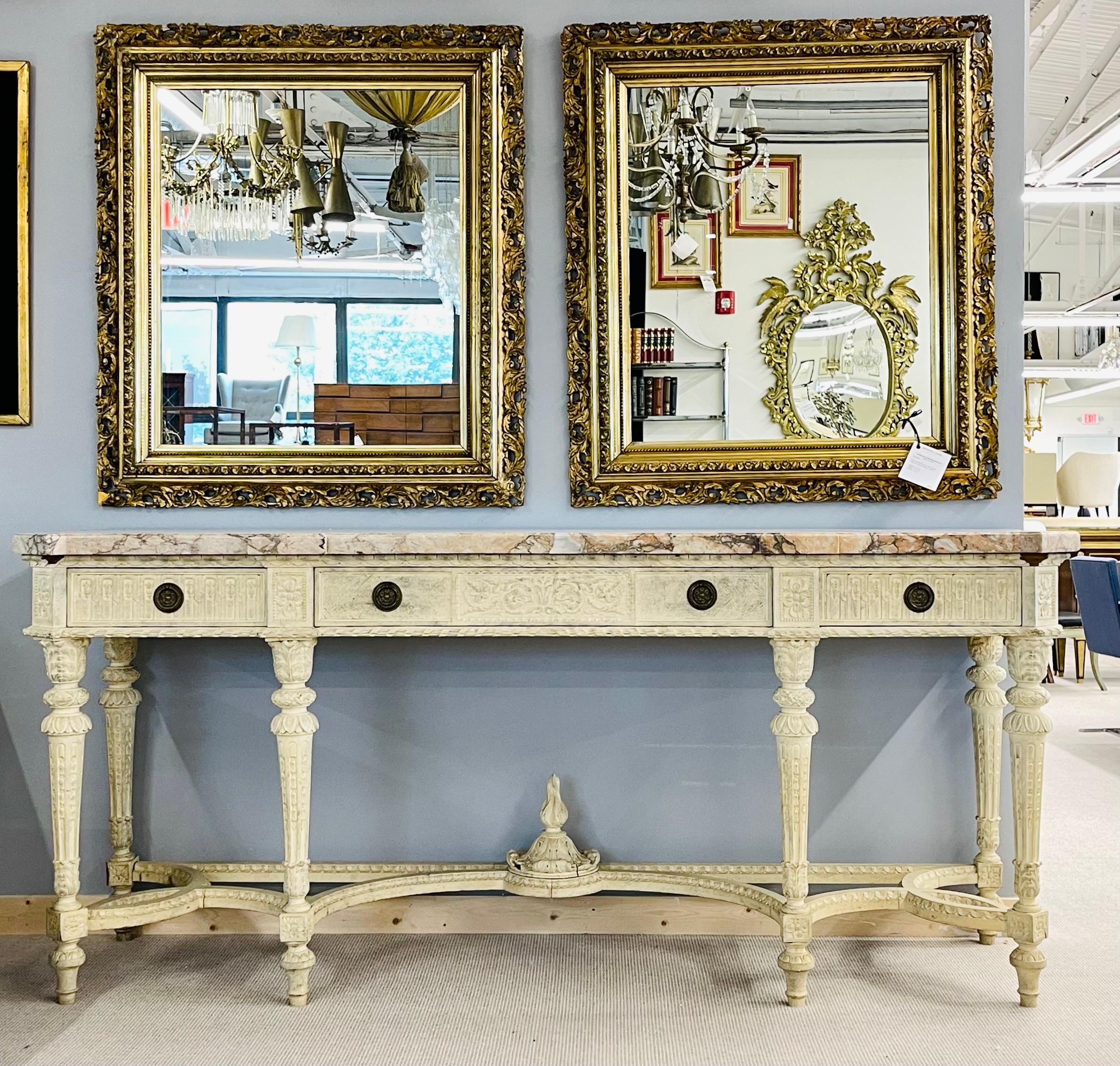 Louis XVI Style Swedish Painted Sideboard, Console or Serving Table Style Jansen In Good Condition In Stamford, CT