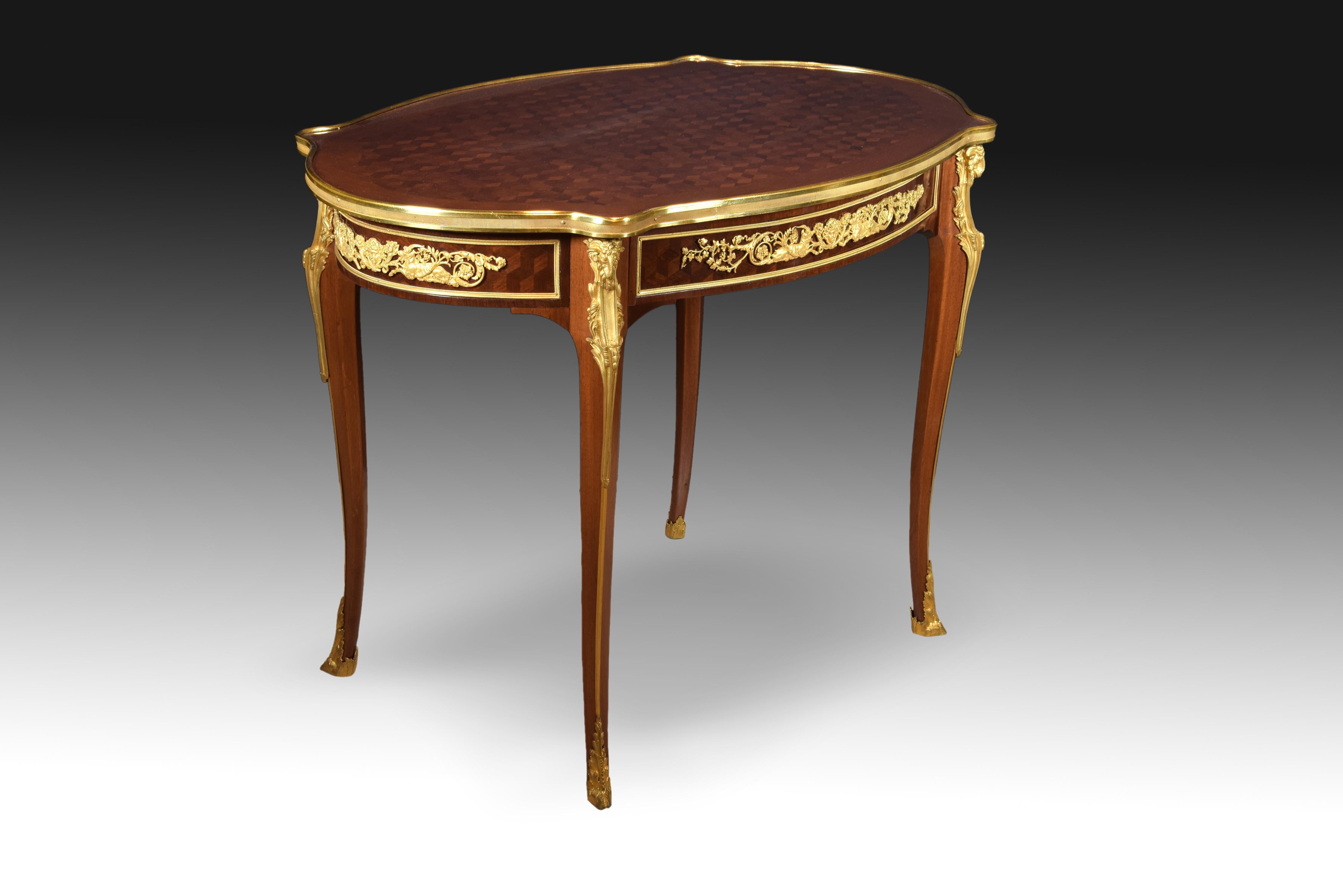 Louis XVI Style table. After A. Weisweiler, End 19th Century 3