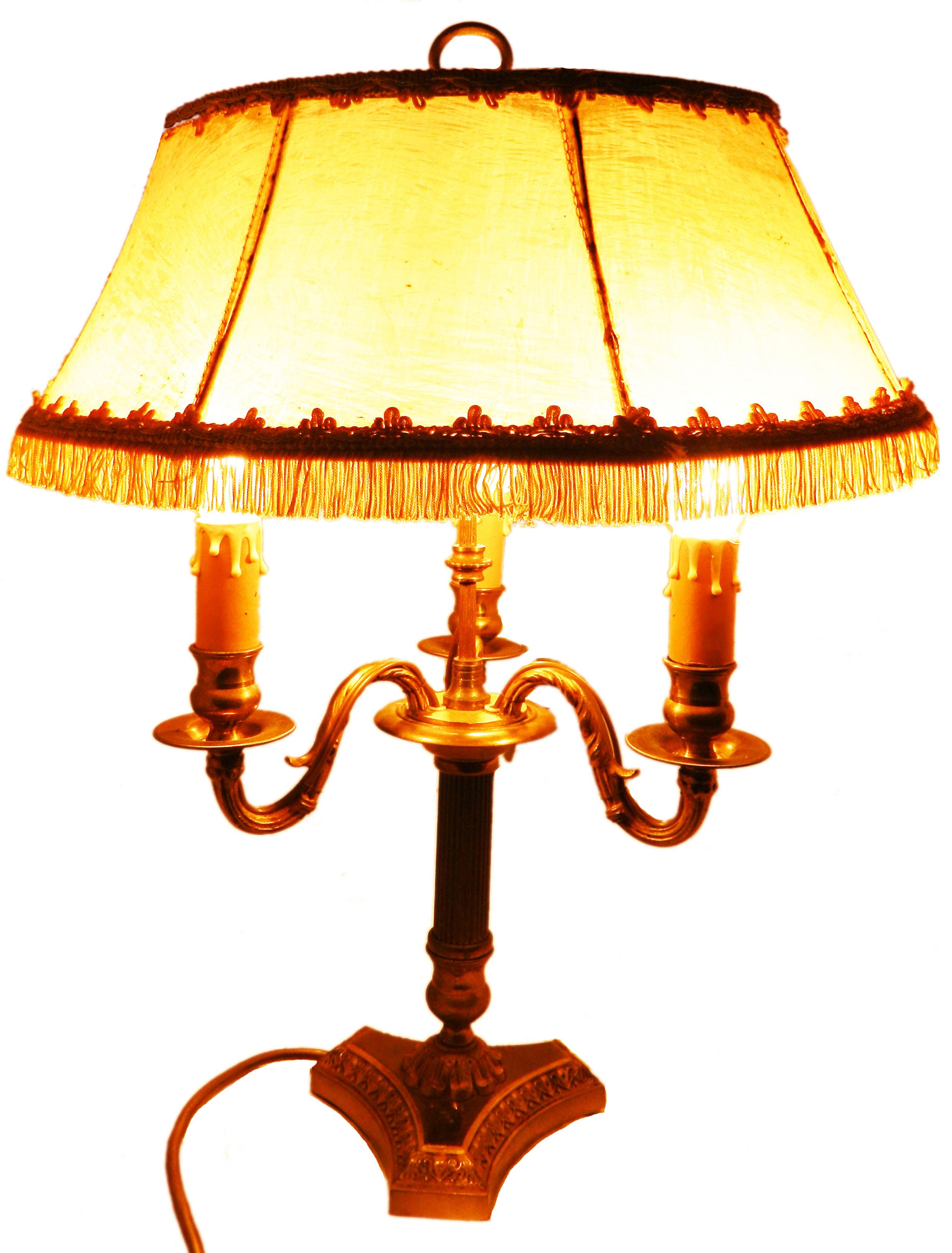 Brass Louis XVI Style Table Lamp 20th Century Shade to Recover
