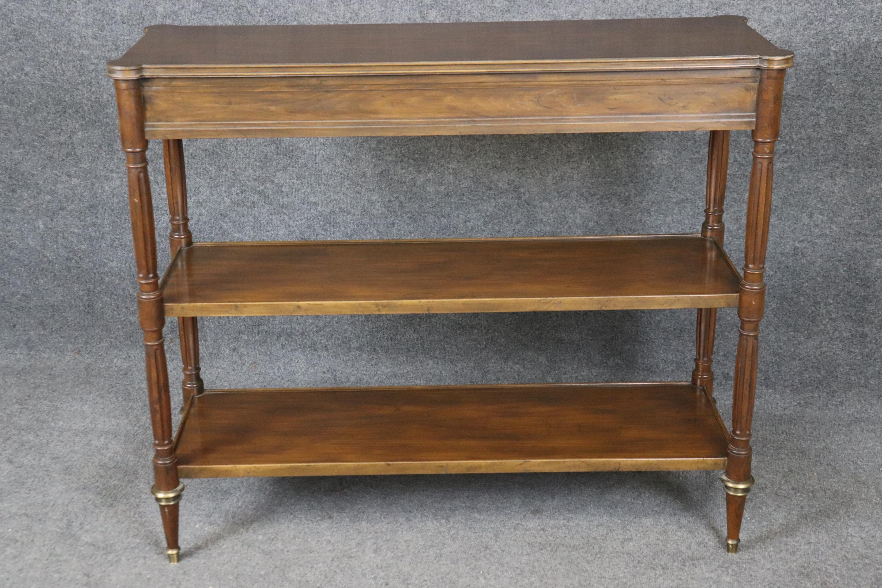 Louis XVI Style Three Tier Brass Mounted Console Table By Baker In Good Condition In Swedesboro, NJ
