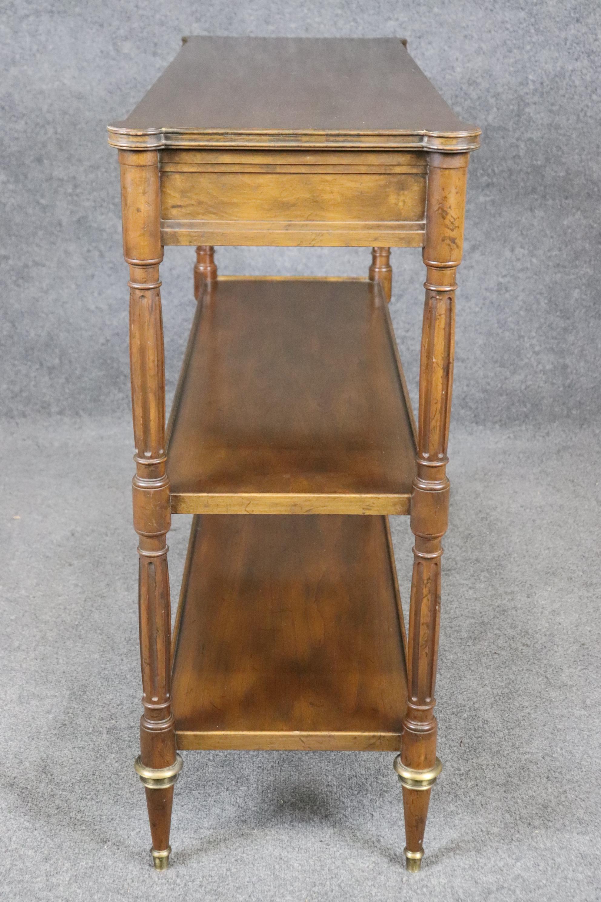 20th Century Louis XVI Style Three Tier Brass Mounted Console Table By Baker
