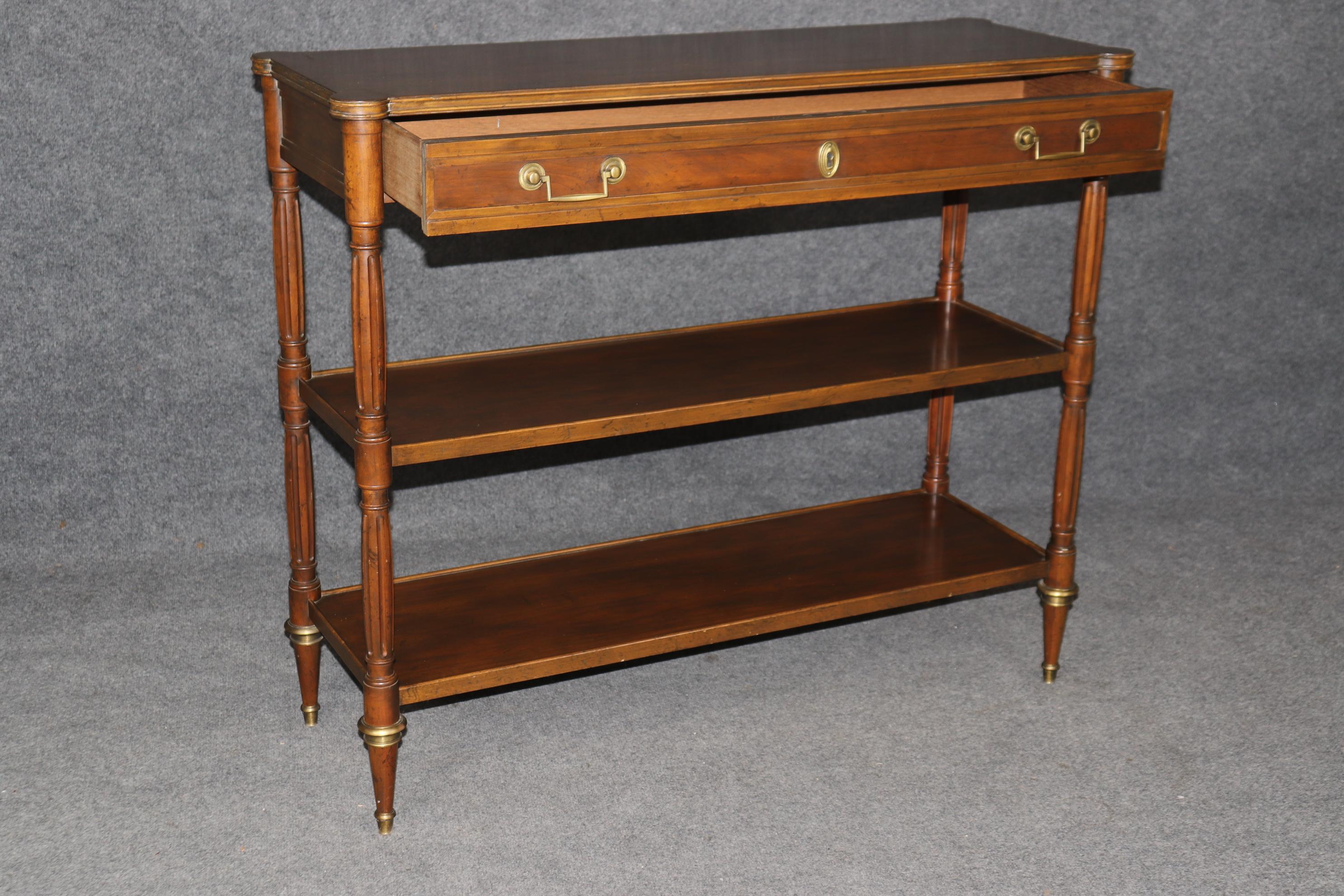 Louis XVI Style Three Tier Brass Mounted Console Table By Baker 1