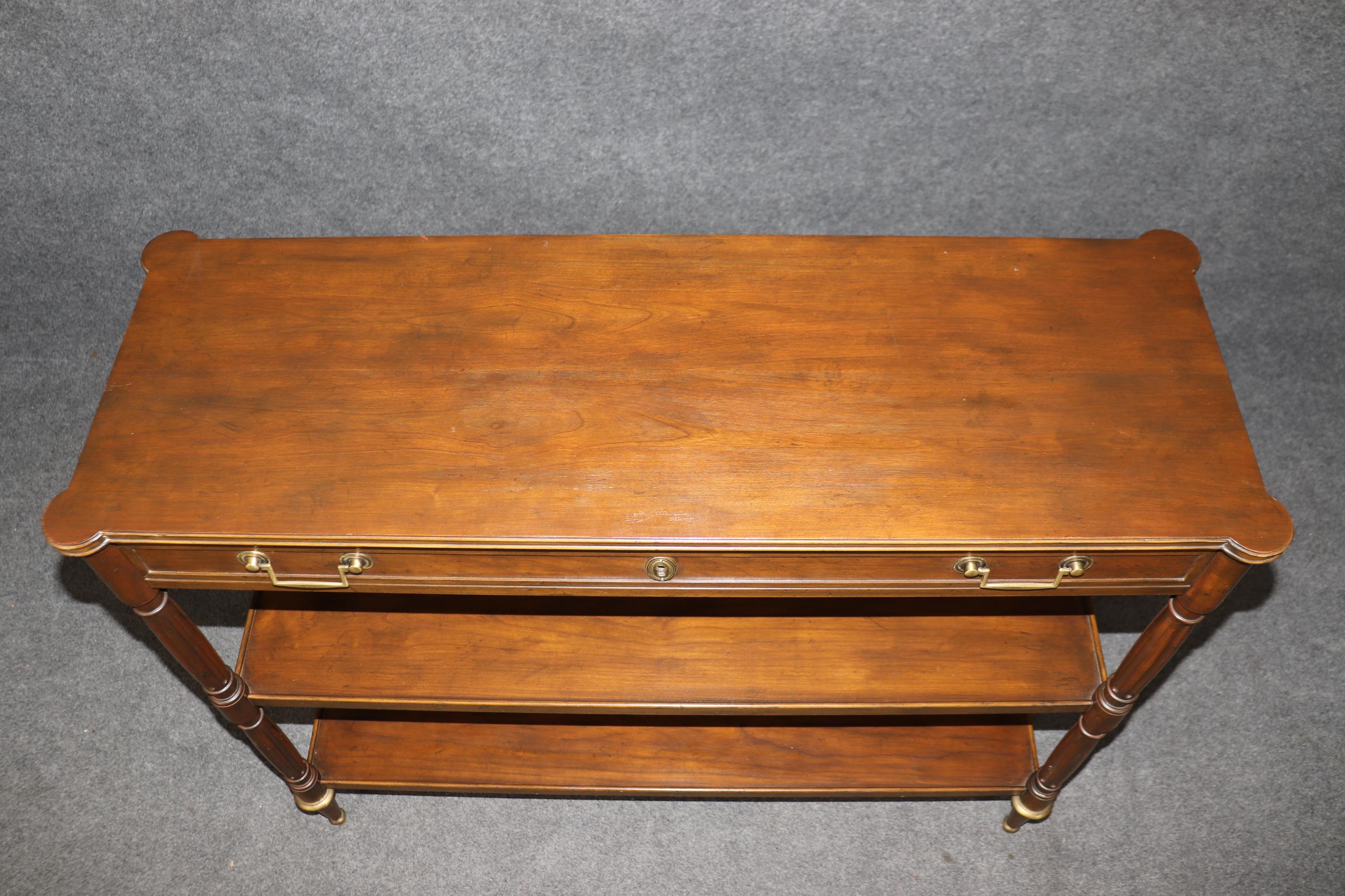 Louis XVI Style Three Tier Brass Mounted Console Table By Baker 2