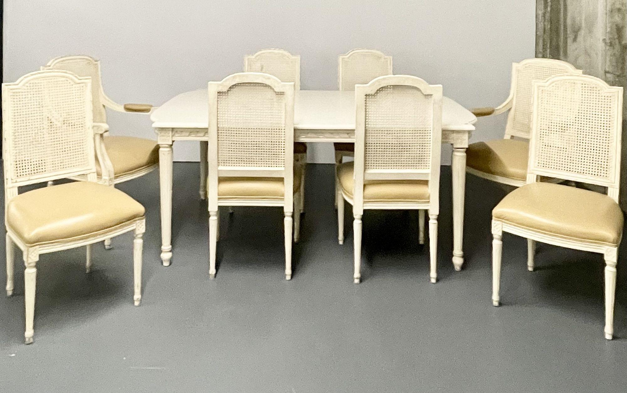 Louis XVI Style Traditional Dining Room Set, Painted Table and 8 Chairs ...