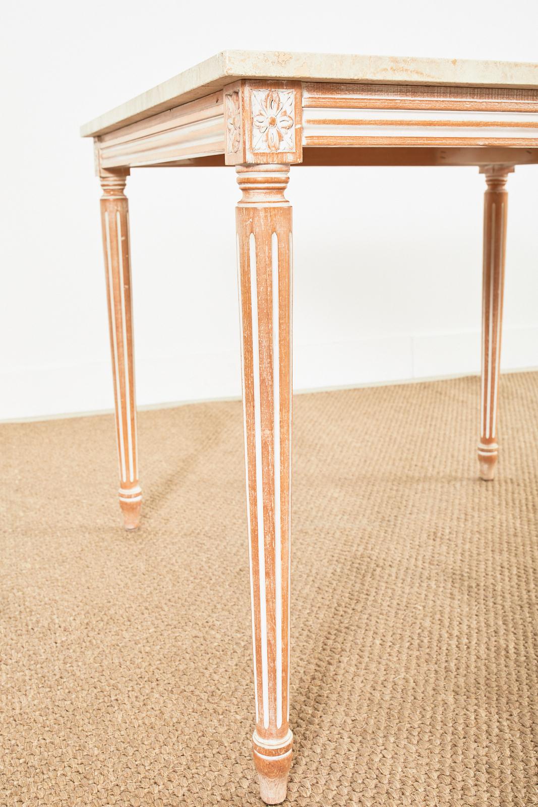Esstisch oder Spieltisch mit Travertinplatte im Louis XVI.-Stil im Angebot 5