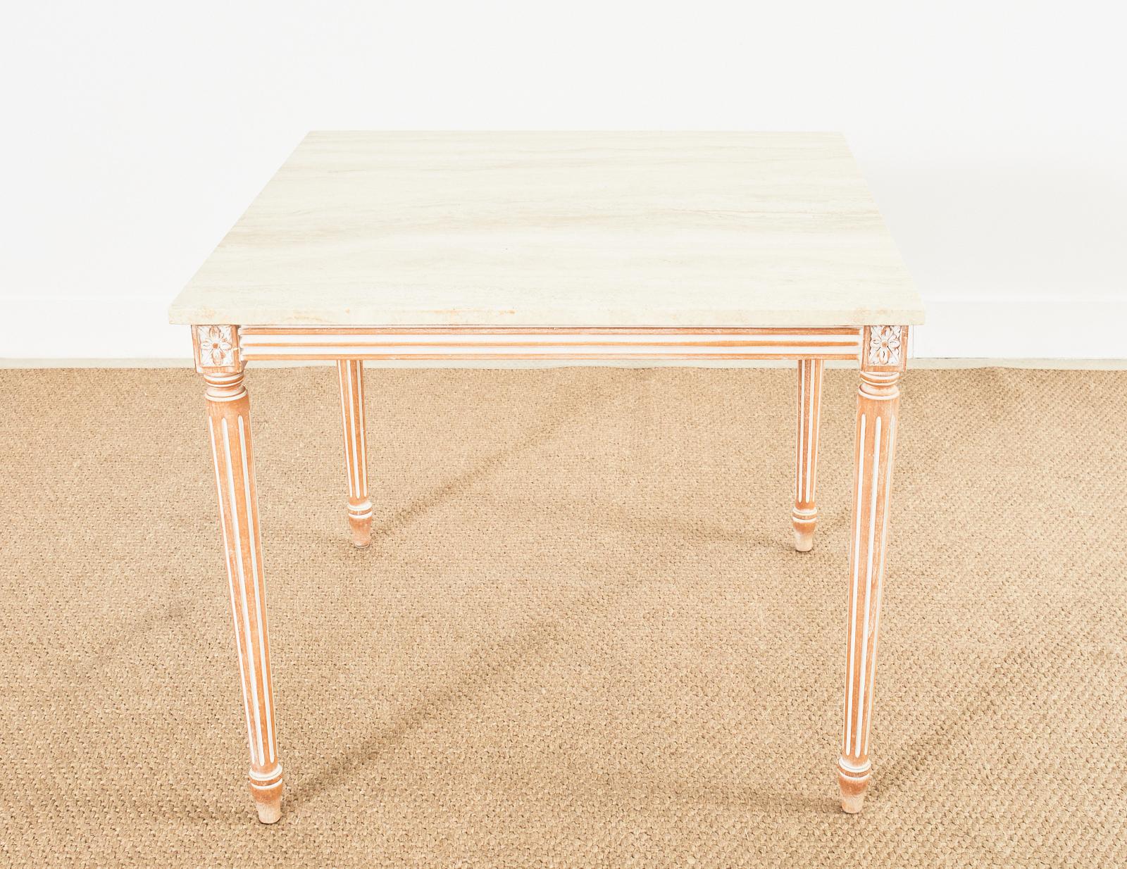 Louis XVI Style Travertine Top Dining Table or Game Table For Sale 6