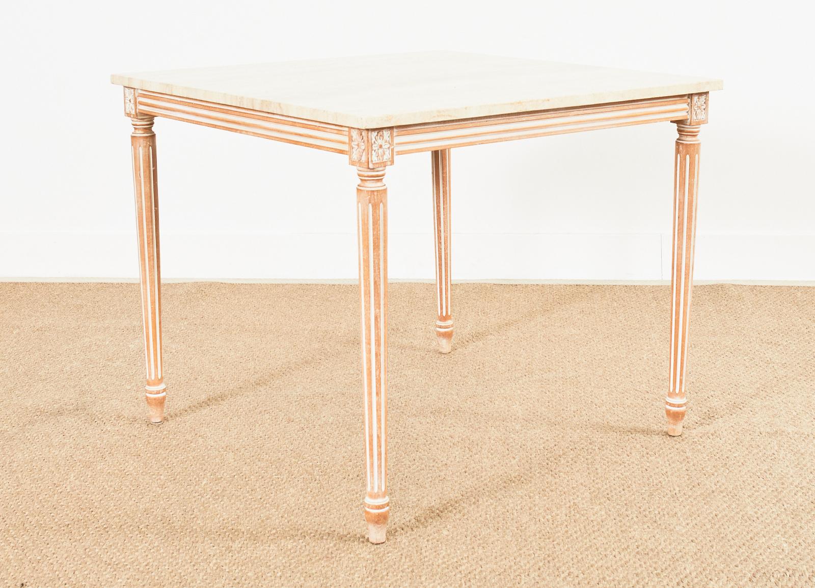 Esstisch oder Spieltisch mit Travertinplatte im Louis XVI.-Stil im Angebot 8
