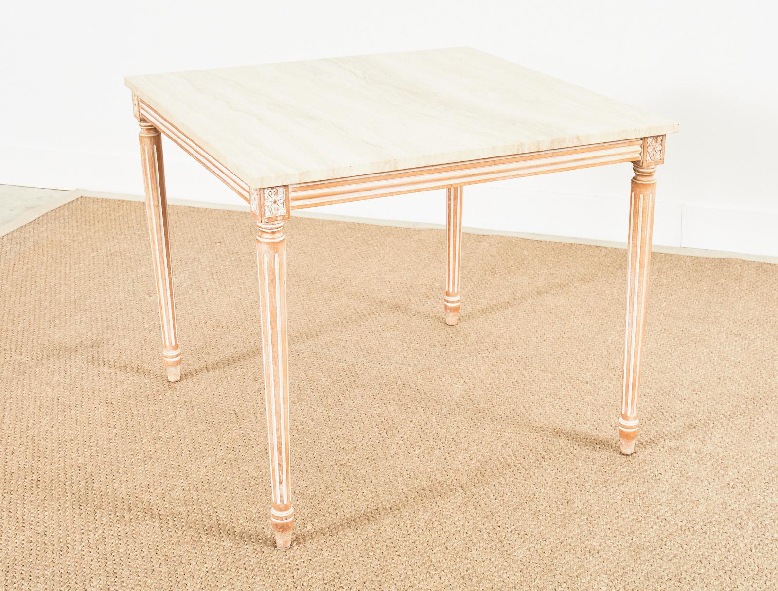 Esstisch oder Spieltisch mit Travertinplatte im Louis XVI.-Stil im Angebot 10