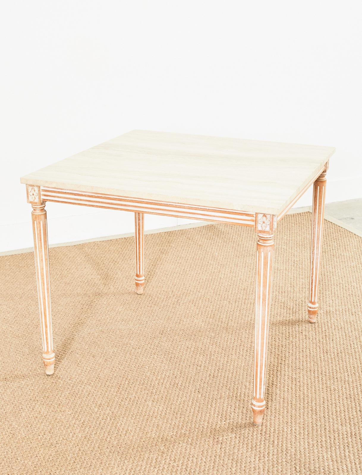 Esstisch oder Spieltisch mit Travertinplatte im Louis XVI.-Stil im Angebot 11