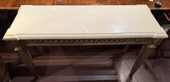 Louis XVI Style Trellage Style Sofa Table with Limestone Carved Top