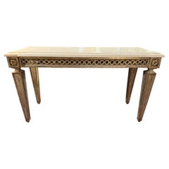 Louis XVI Style Trellage Style Sofa Table with Limestone Carved Top