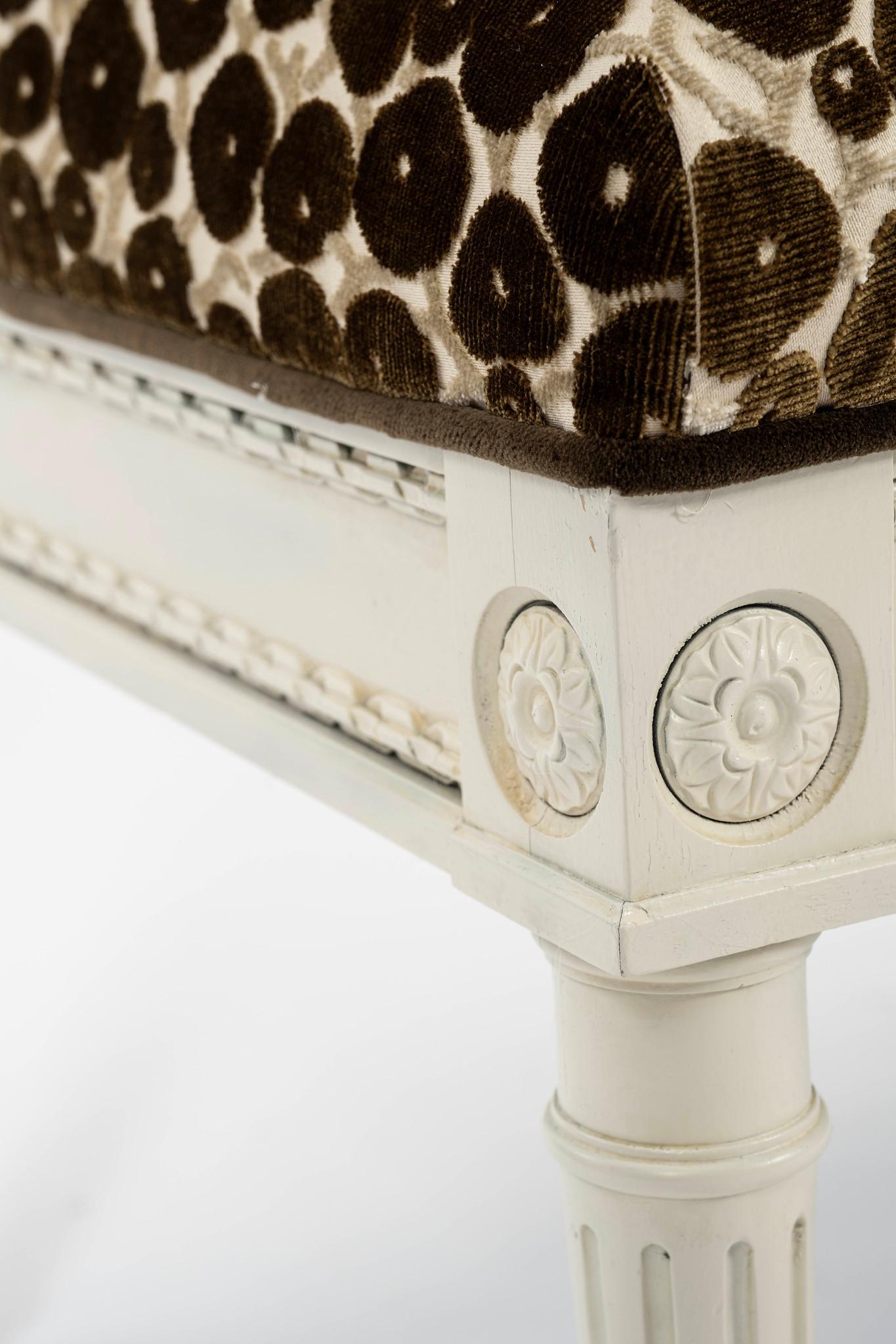 20th Century Louis XVI Style Trocadero Silk Velvet Bench For Sale