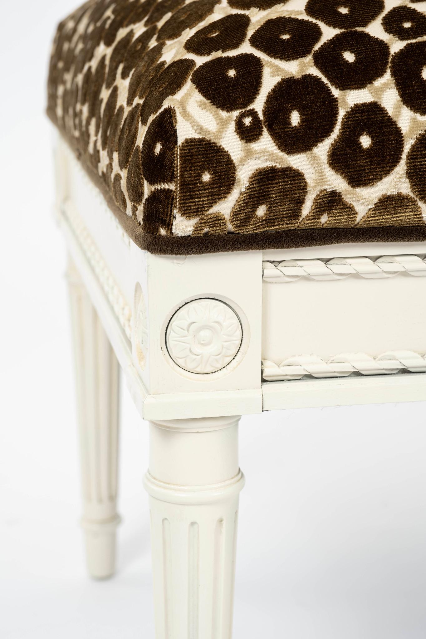 Louis XVI Style Trocadero Silk Velvet Bench For Sale 1