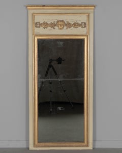 Louis XVI Style Trumeau Mirror, Painted Pine Frame, Gilded Trim, 1900s
