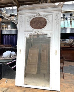 Louis XVI-Style Trumeau Mirror with Sanguine Drawing