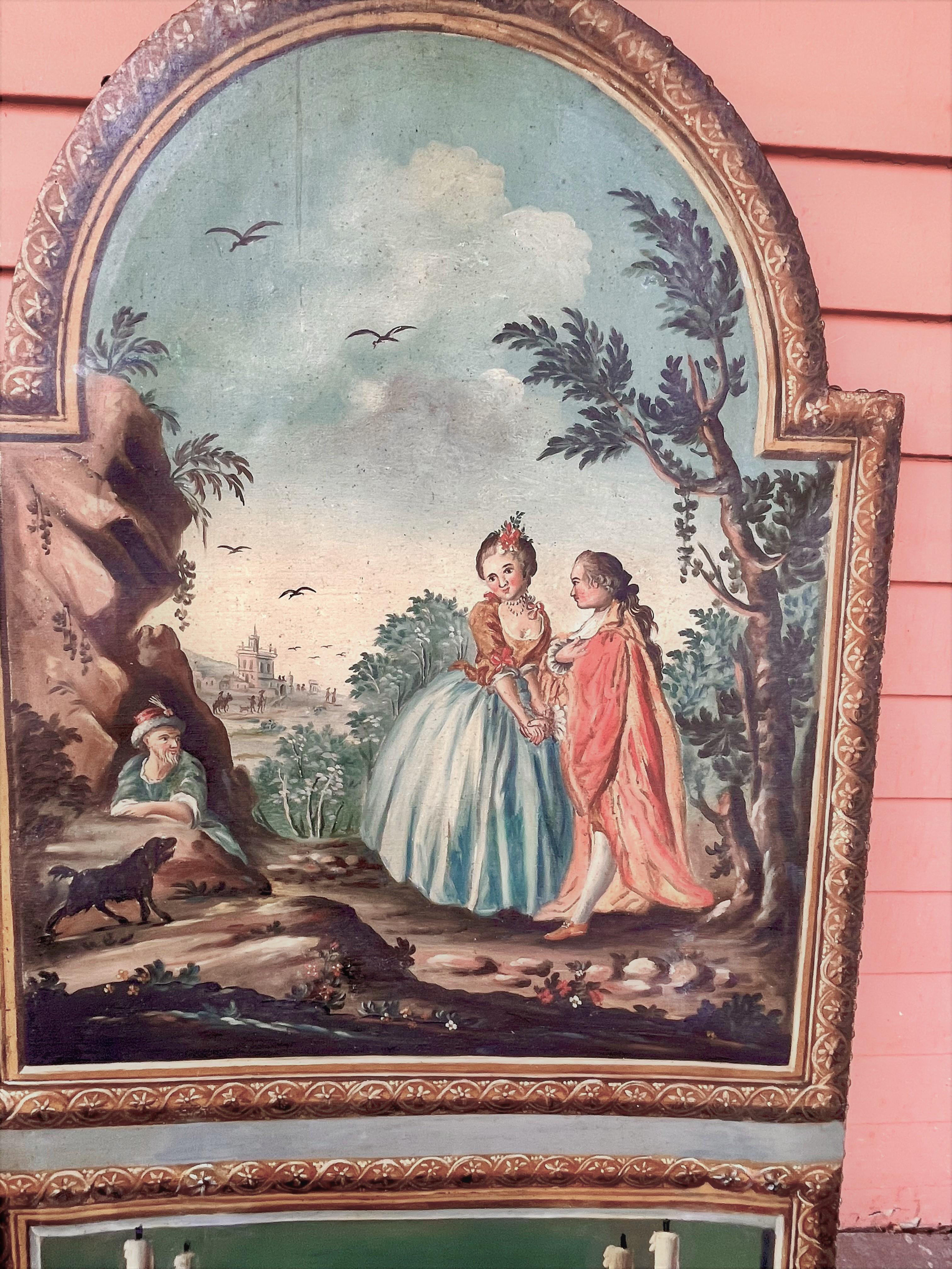 Trumeau-Paneel im Louis-XVI-Stil mit Trompe L'Oeil-Spiegelpaneel im Angebot 2