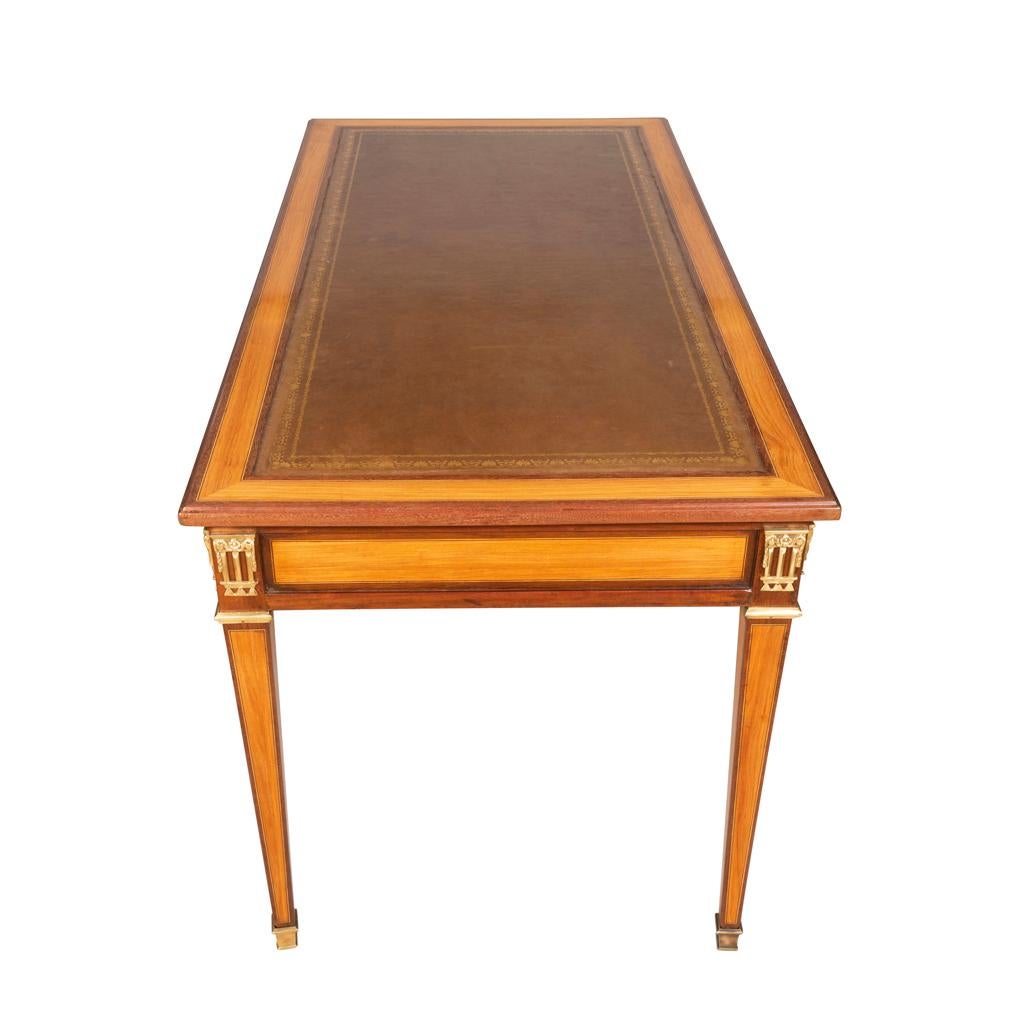 Louis XVI Style Tulipwood and Purpleheart Bureau Plat In Good Condition For Sale In Essex, MA