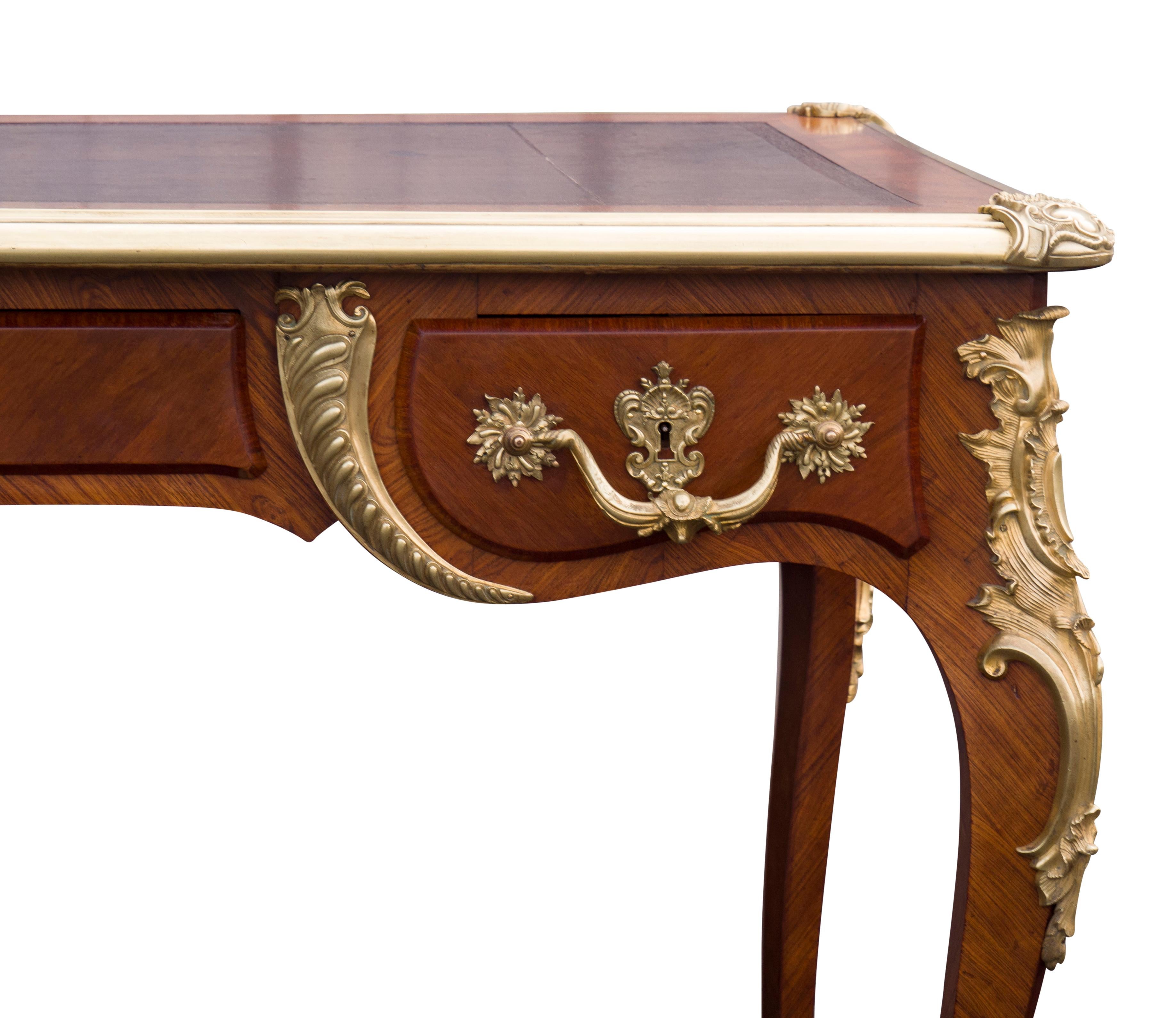 French Louis XVI Style Tulipwood Bureau Plat For Sale