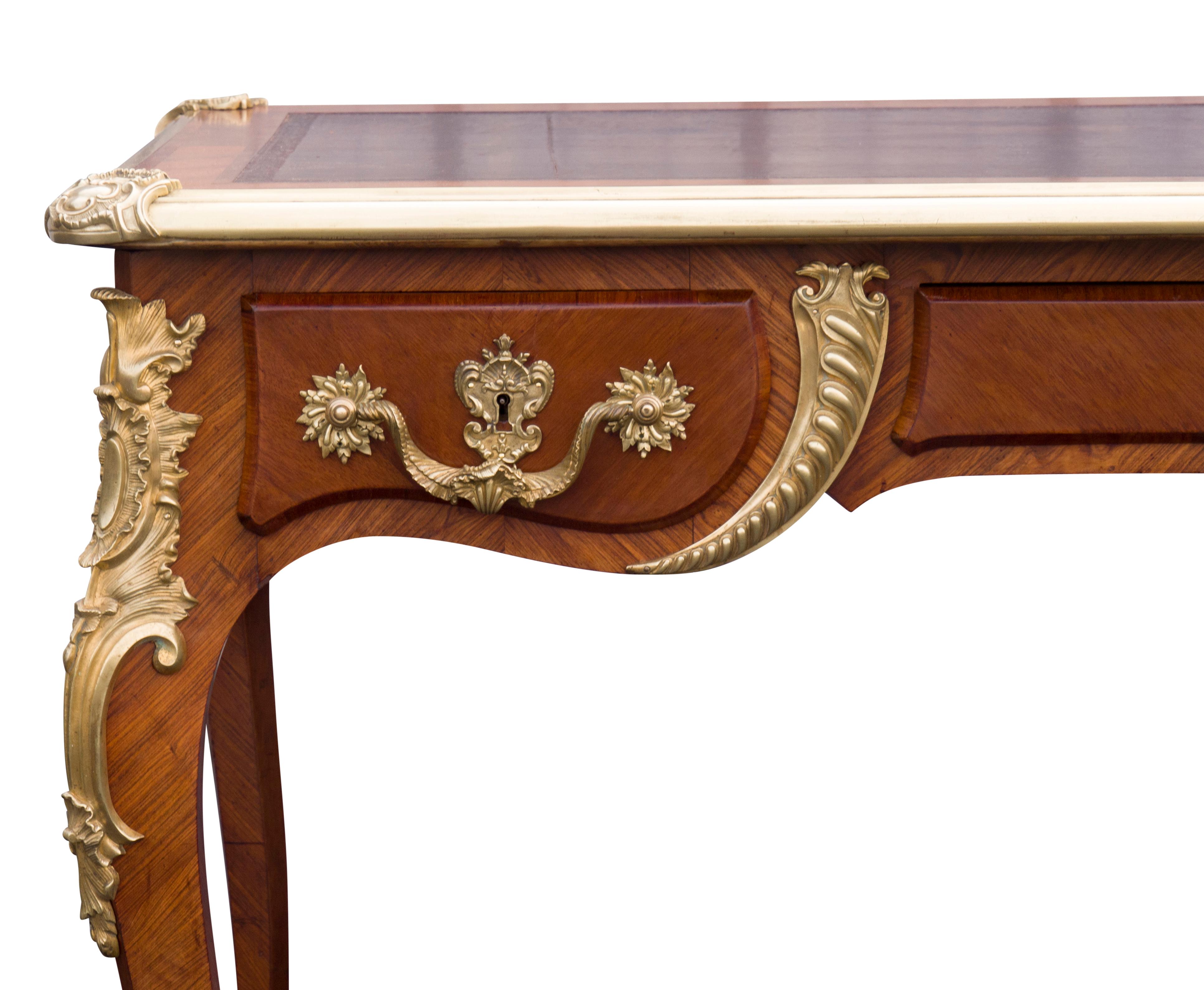 Louis XVI Style Tulipwood Bureau Plat In Good Condition For Sale In Essex, MA