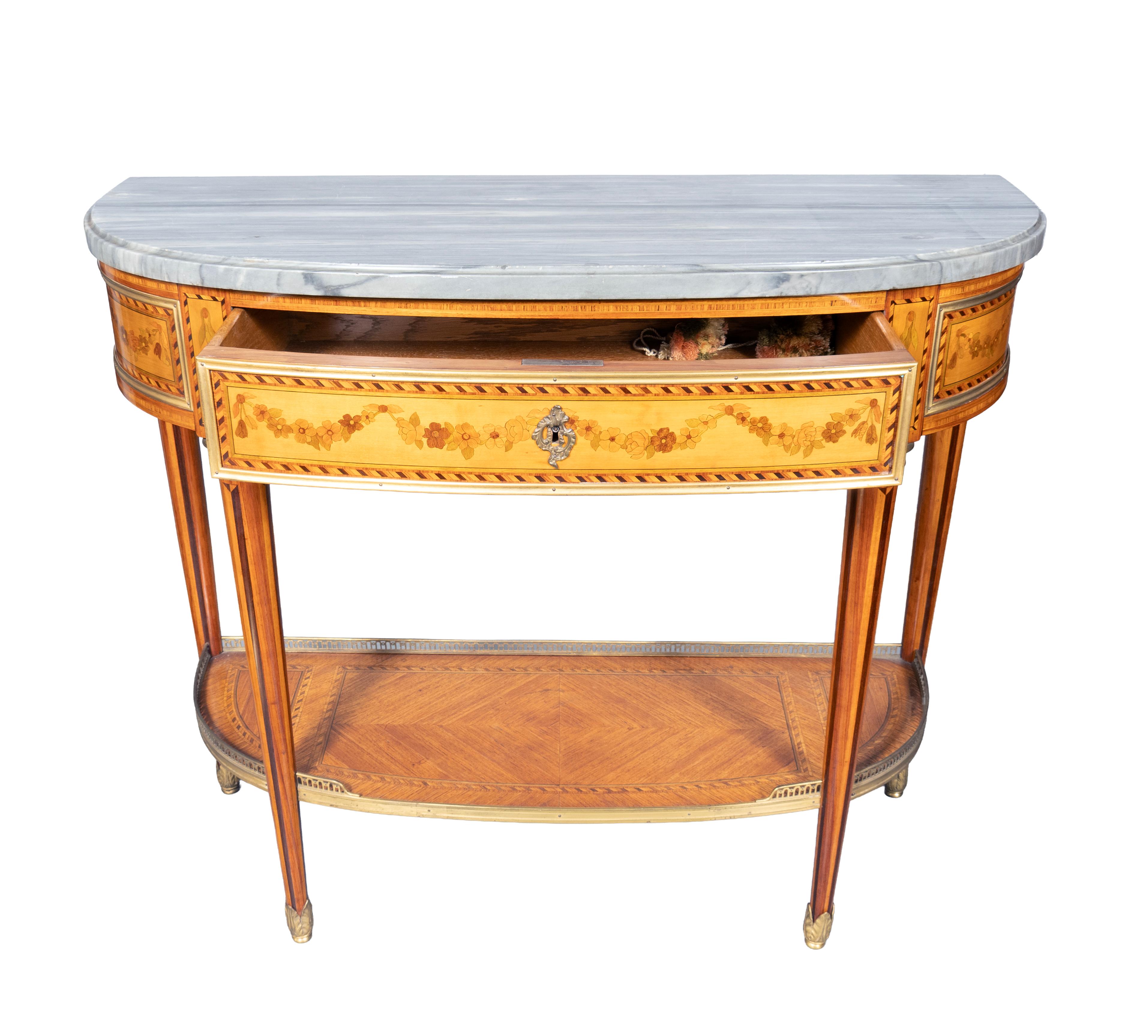 French Louis XVI Style Tulipwood Console Desserte For Sale