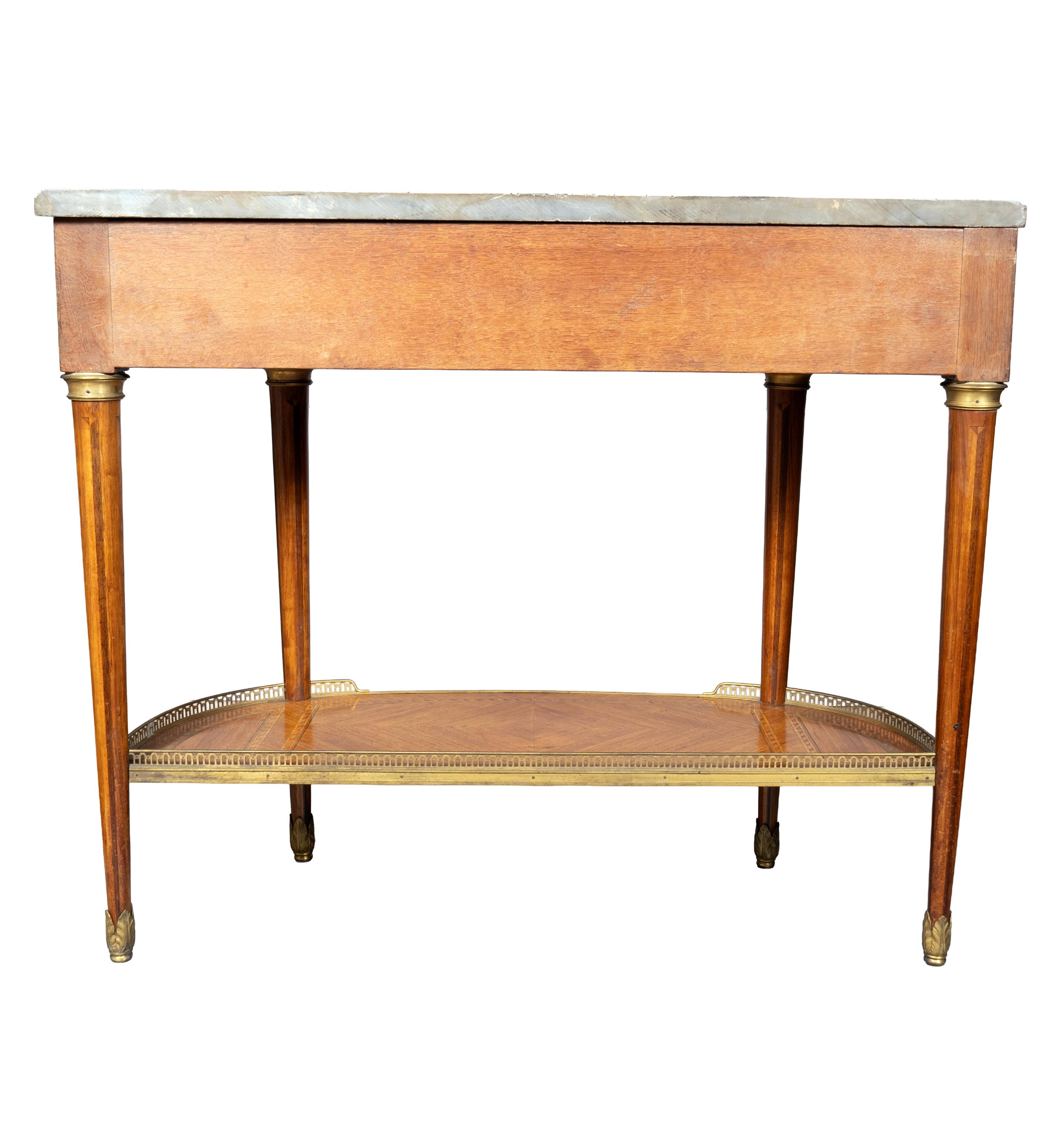 Brass Louis XVI Style Tulipwood Console Desserte For Sale
