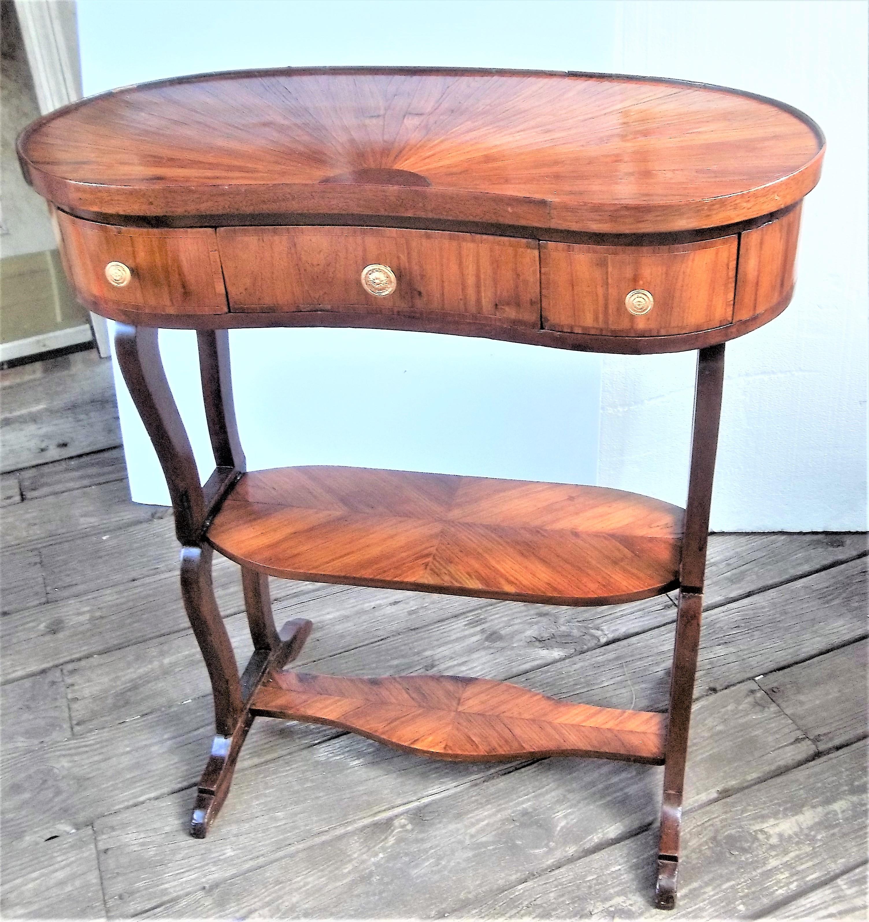 Louis Xvi Style Tulipwood Three-Tiered Desk or Dressing Table with Sunburst Top 7