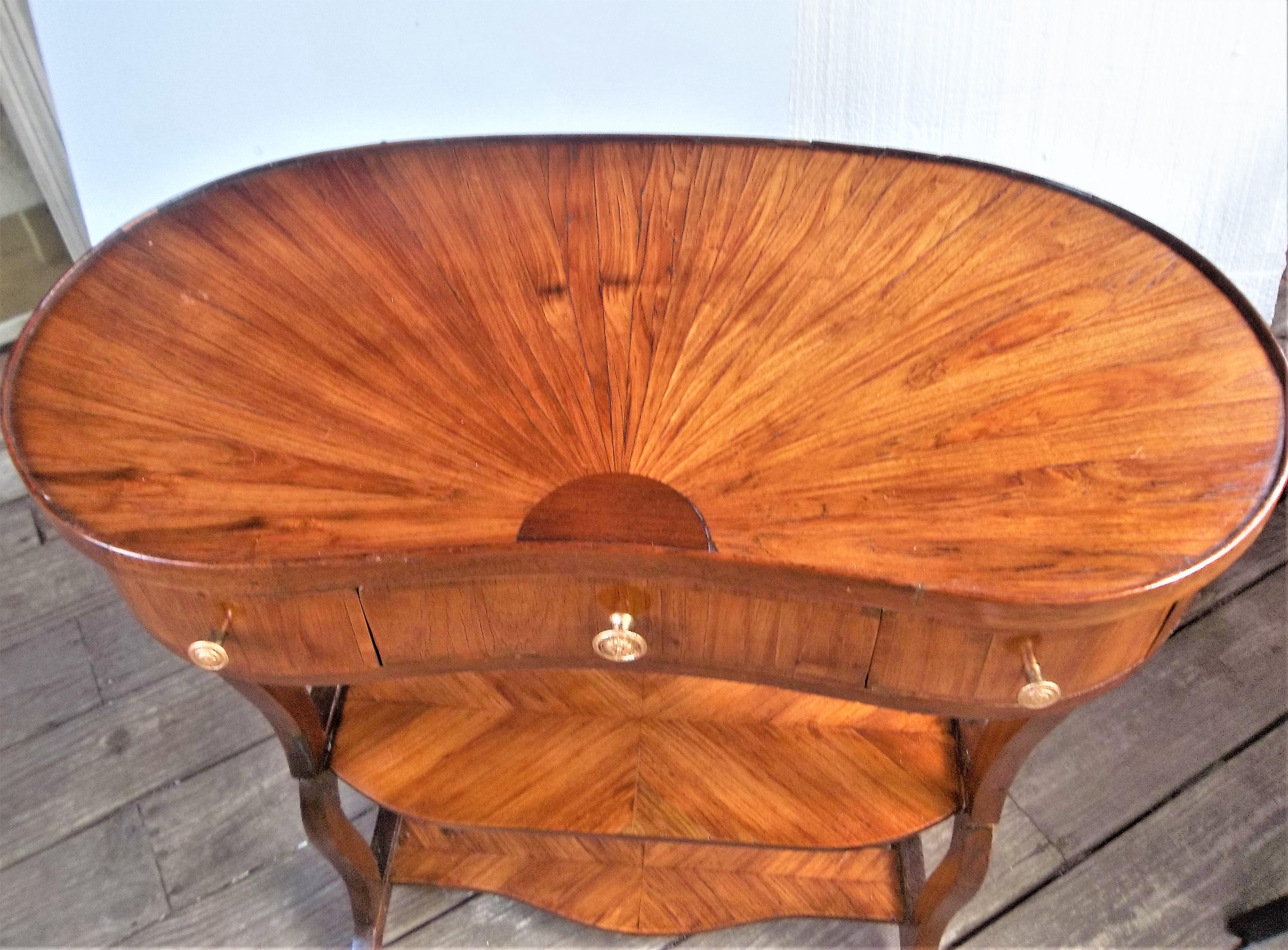 Louis Xvi Style Tulipwood Three-Tiered Desk or Dressing Table with Sunburst Top 1